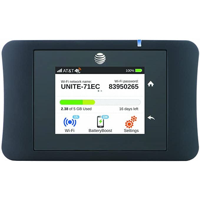 Unite Pro Black AT&T Mobile Hotspot MiFi - Portable WiFi for Travel, Remote Work & Home Internet