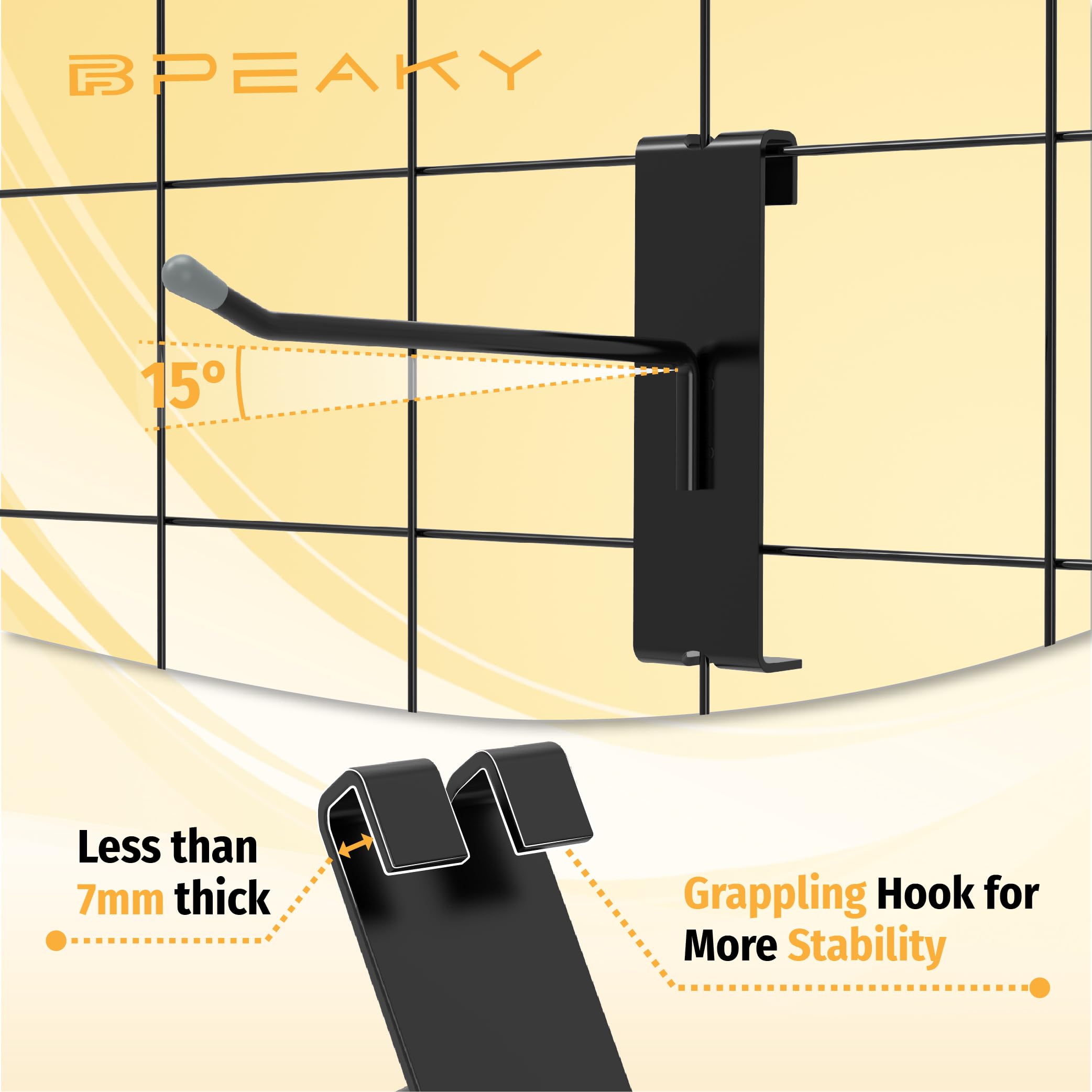 2 Inch Black Gridwall Hooks - 50PC Heavy Duty Grid Wall Hooks for Retail Store Displays, Trade Show Booths & Clothing Boutique Organization