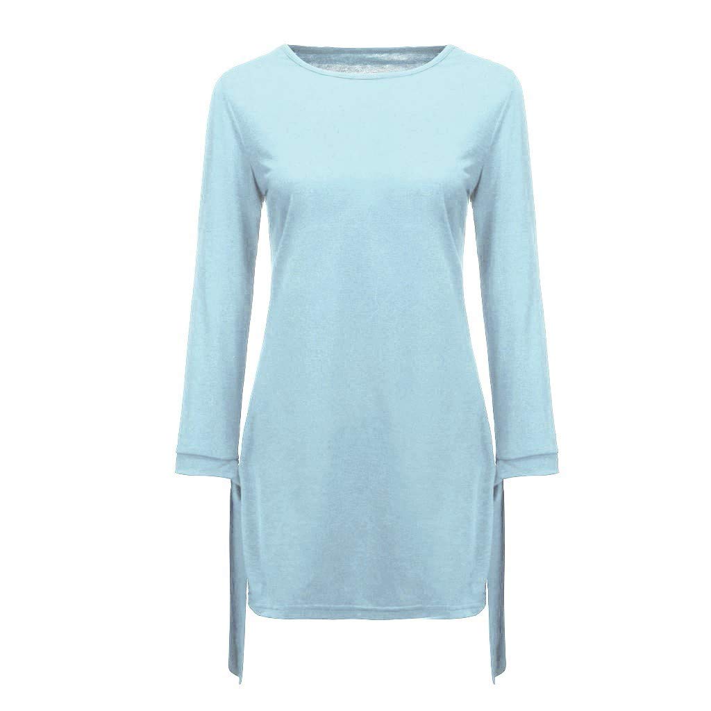 CSBYBD Women's Elegant Bow Fashion Mini Dress - O-Neck Loose Fit Straight Solid Spring Dress for Women (Blue, XXL) | Perfect for Office, Party & Casual Wear