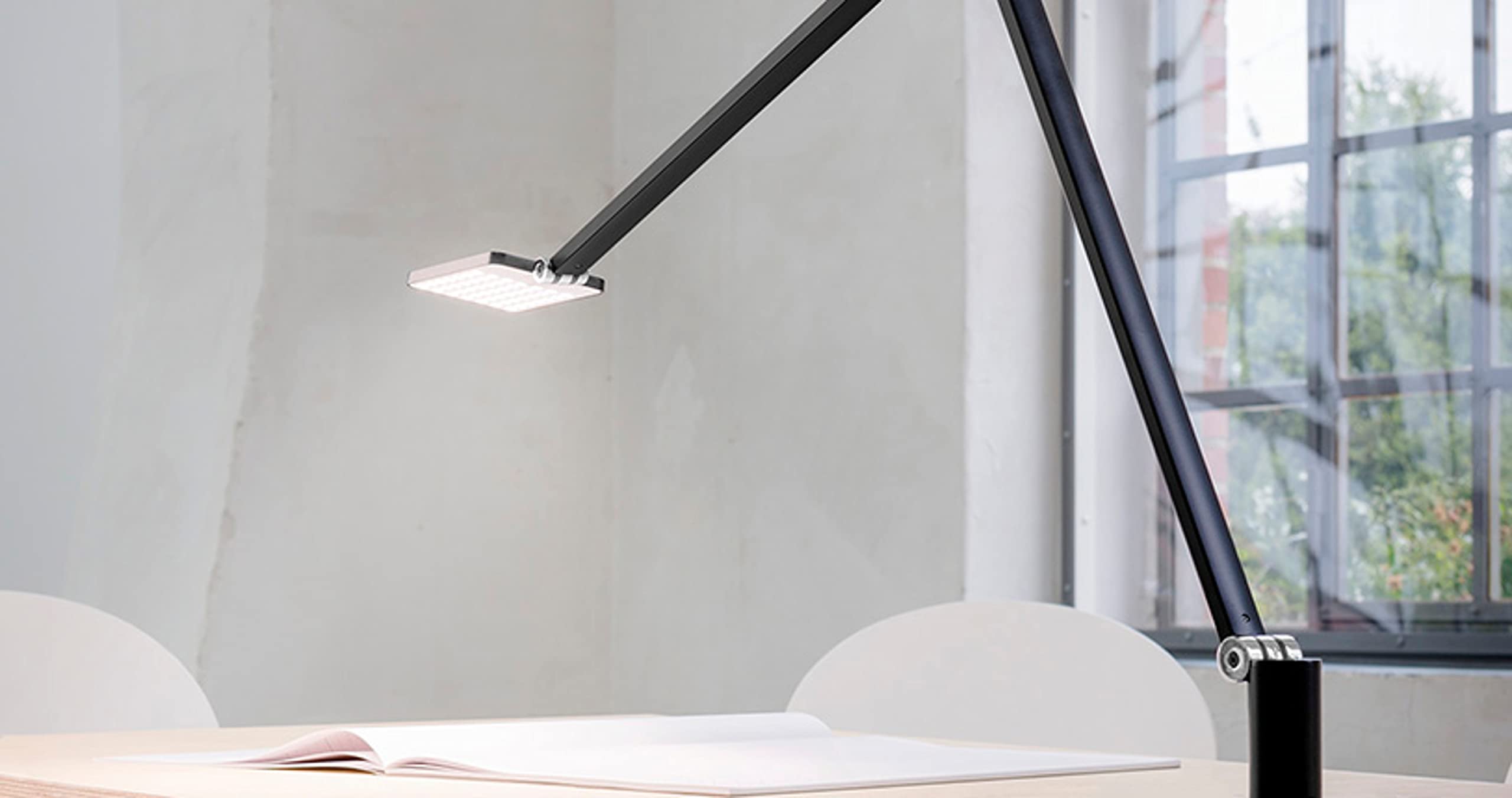 Novus Attenzia Task LED Desk Lamp - 742 Lumens 4000K Eye-Care Light with One-Touch Memory Dimming, Anti-Glare & Adjustable Pivoting Arms, Black Clamp Mount - Perfect for Office, Study, Reading & Crafting Workspaces