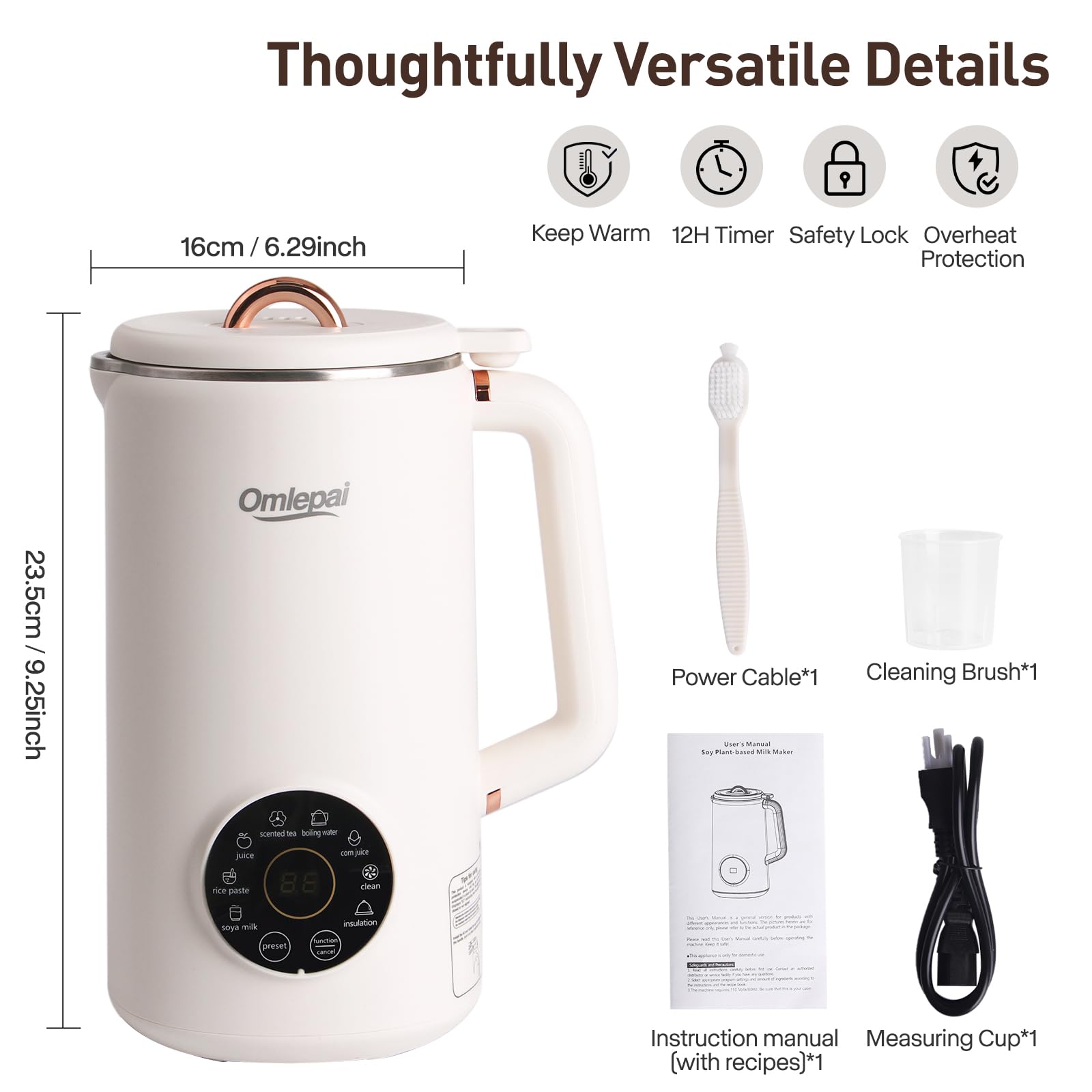 35oz 8-in-1 Automatic Nut Milk Maker Machine - Homemade Almond, Oat, Coconut & Soy Milk Maker with 10 Blades | Non-Dairy Beverage Machine with Keep Warm & Auto-Clean | Perfect for Vegan, Paleo & Plant-Based Diets at Home