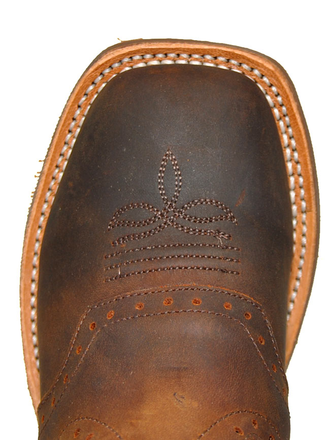 Old West BSC1845 Kids Rubber Distressed Cowboy Boots - Brown Western Boots for Boys & Girls - Perfect for Halloween, Rodeo, and Cowboy Costumes