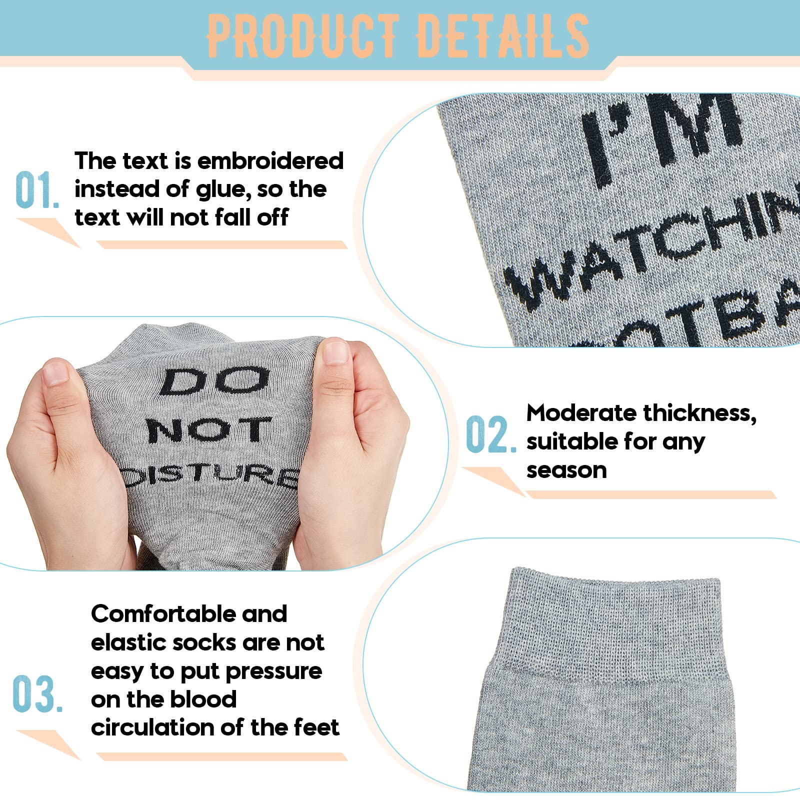 SATINIOR 3 Pairs Funny Football Socks - Do Not Disturb Soccer Socks for Men & Women - Novelty Sports Socks for Soccer Fans - Perfect for Christmas, Birthday Gifts & Match Watching