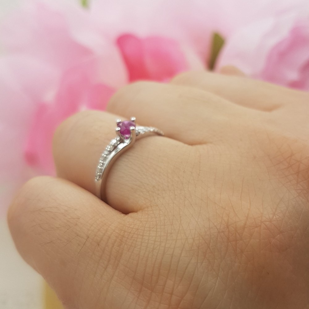 Dazzlingrock 10K Solid Gold Round Ruby & White Diamond Women's Bridal Engagement Ring - Elegant Promise Ring for Weddings, Anniversaries & Special Occasions