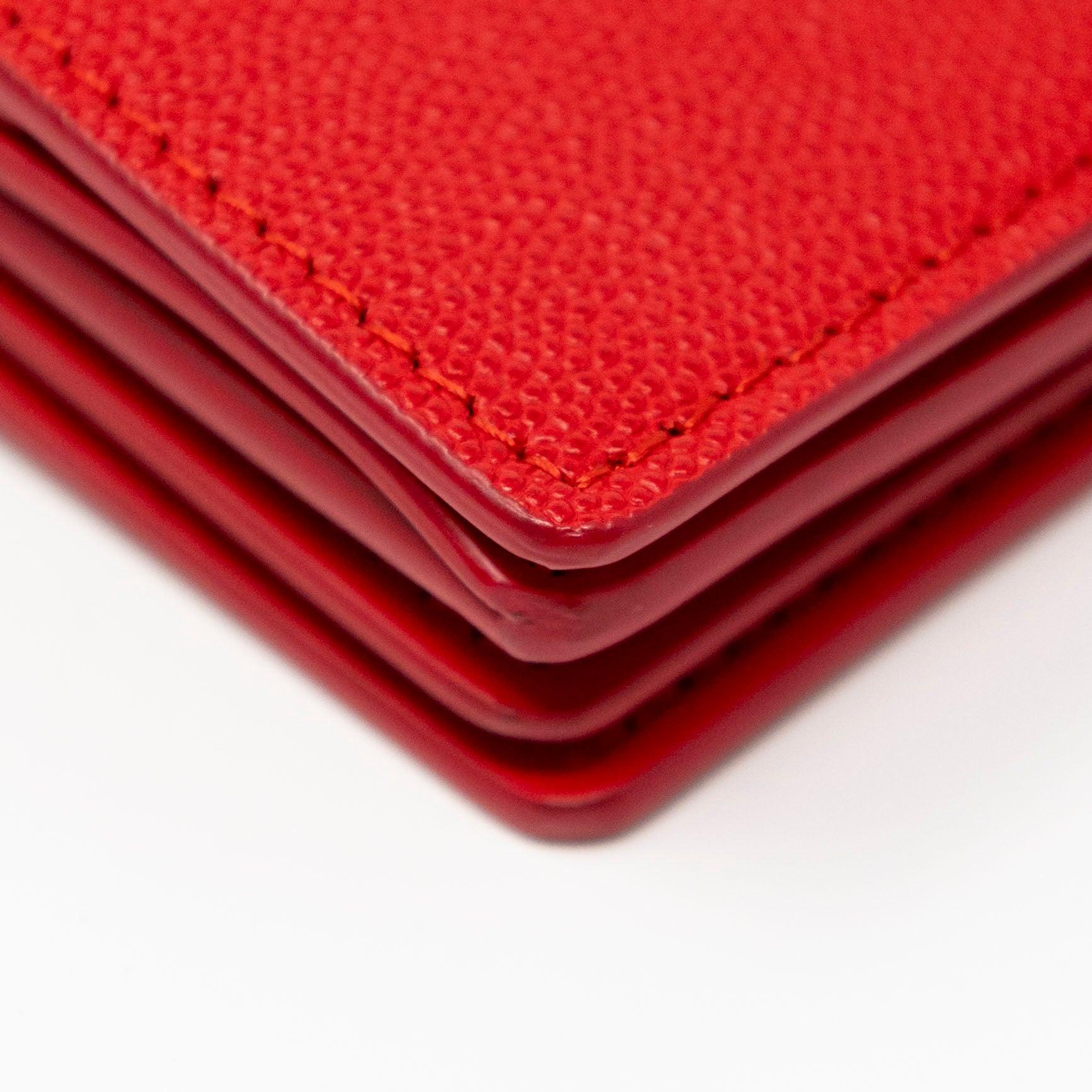 Burberry Red Leather Card Holder with Chain - Stylish & Compact Wallet for Women - Perfect for Parties, Travel & Everyday Use