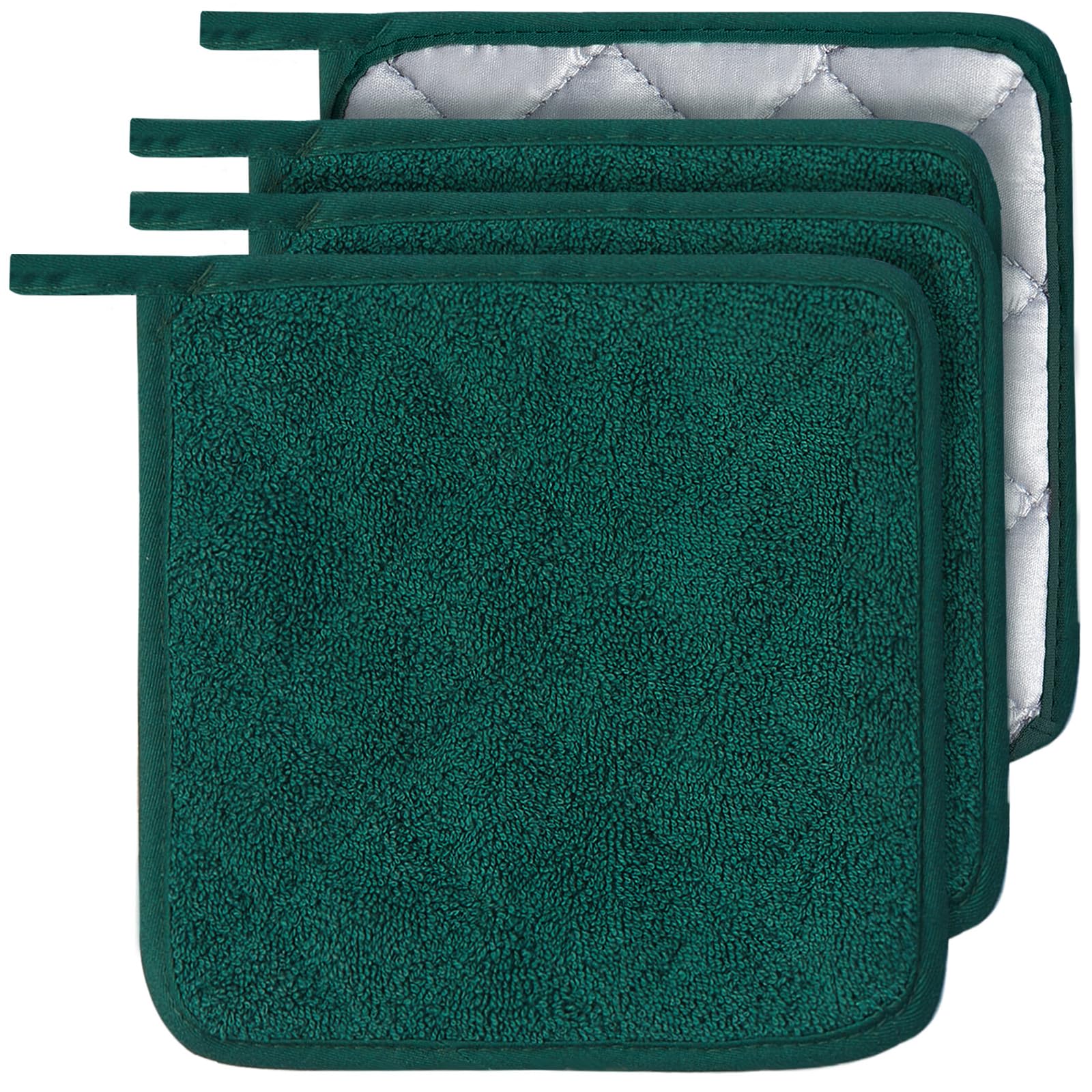 Camruntius 4 Pack Heat Resistant Kitchen Pot Holders - Hot Pads & Trivets for Cooking, Baking & Countertop Protection (Dark Green) - Perfect for Stovetop, Oven & Serving Hot Dishes