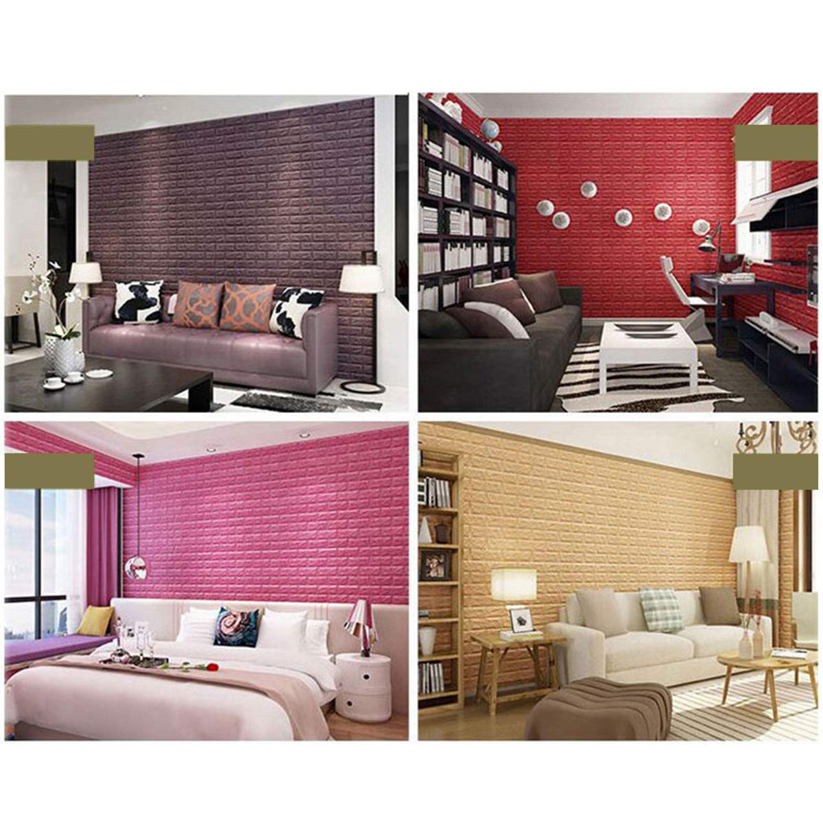 Queenbox - 2 Pack 27.6 x 30 Inch Self-Adhesive Brick Foam Wall Panels, Peel and Stick Wallpaper for Home Decor, Bedroom, Kitchen Wall Covering, Light Blue - Easy DIY Backsplash & Accent Wall Upgrade