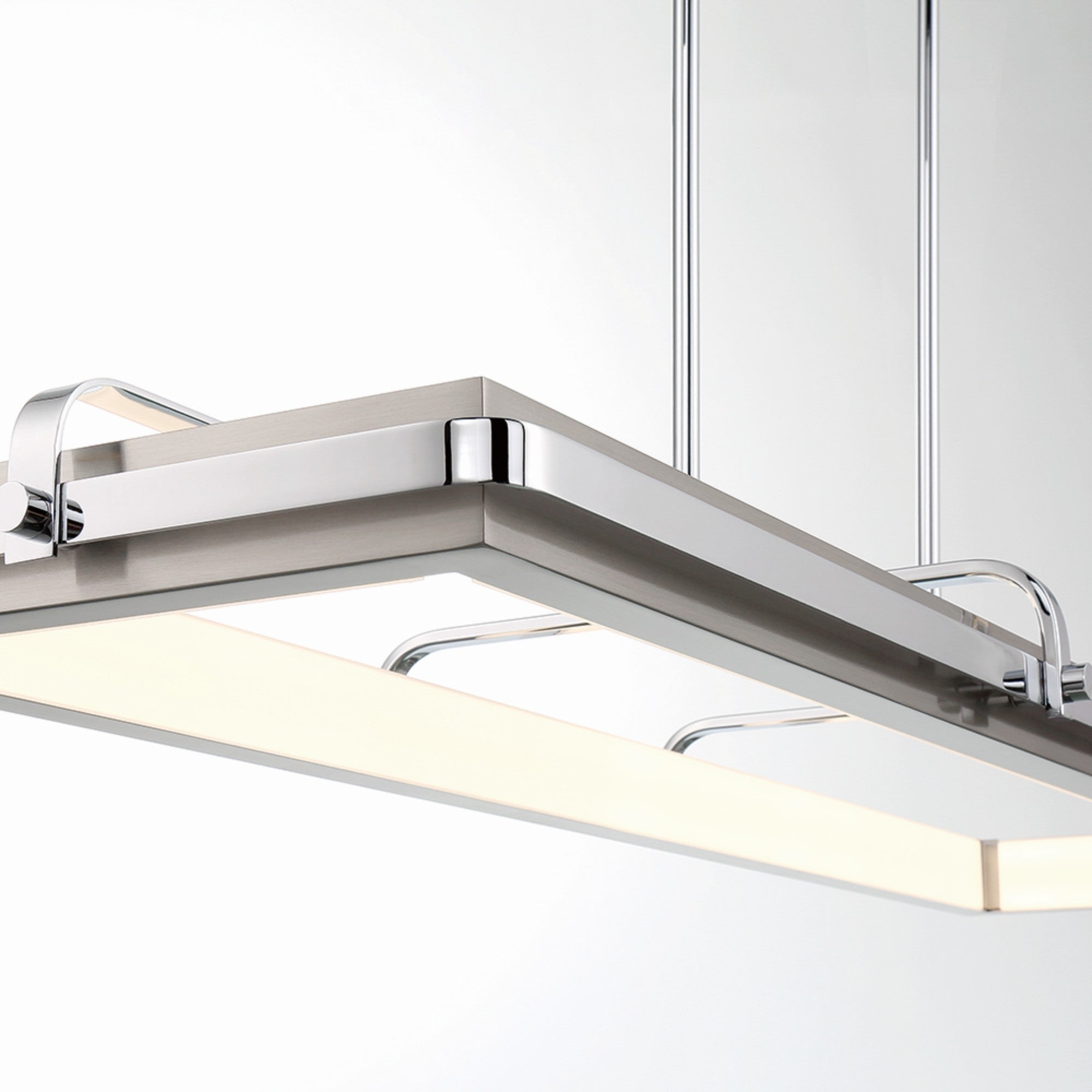 Annilo 48 LED Linear Chandelier - Modern Chrome Finish Pendant Light for Dining Room, Kitchen Island & Bedroom Lighting