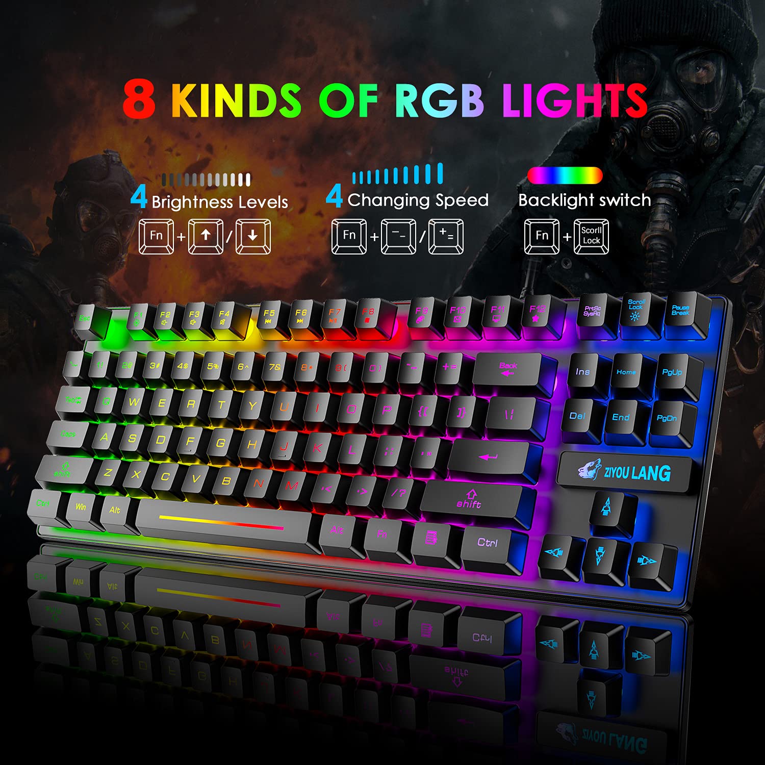 60% RGB Gaming Keyboard with Wrist Rest - Compact Mechanical Feel for PC/Laptop - Perfect for Esports & Office Work