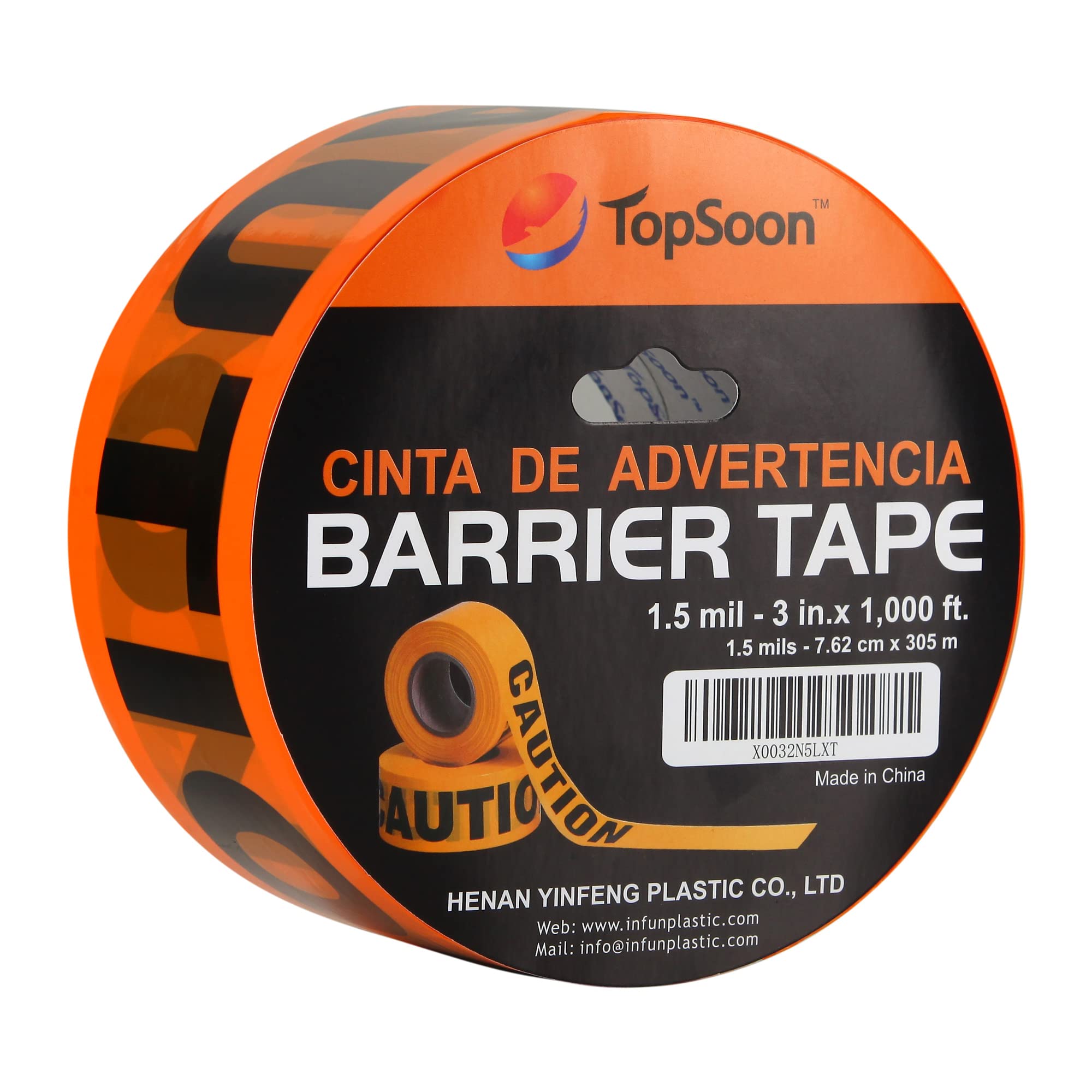 TopSoon 3-Inch x 1000-Feet Orange Safety Caution Tape - Heavy Duty Barricade Tape for Construction Zones, Hazard Areas & Crowd Control - Weatherproof Do Not Enter Warning Tape for Work Sites, Events & Emergency Scenes