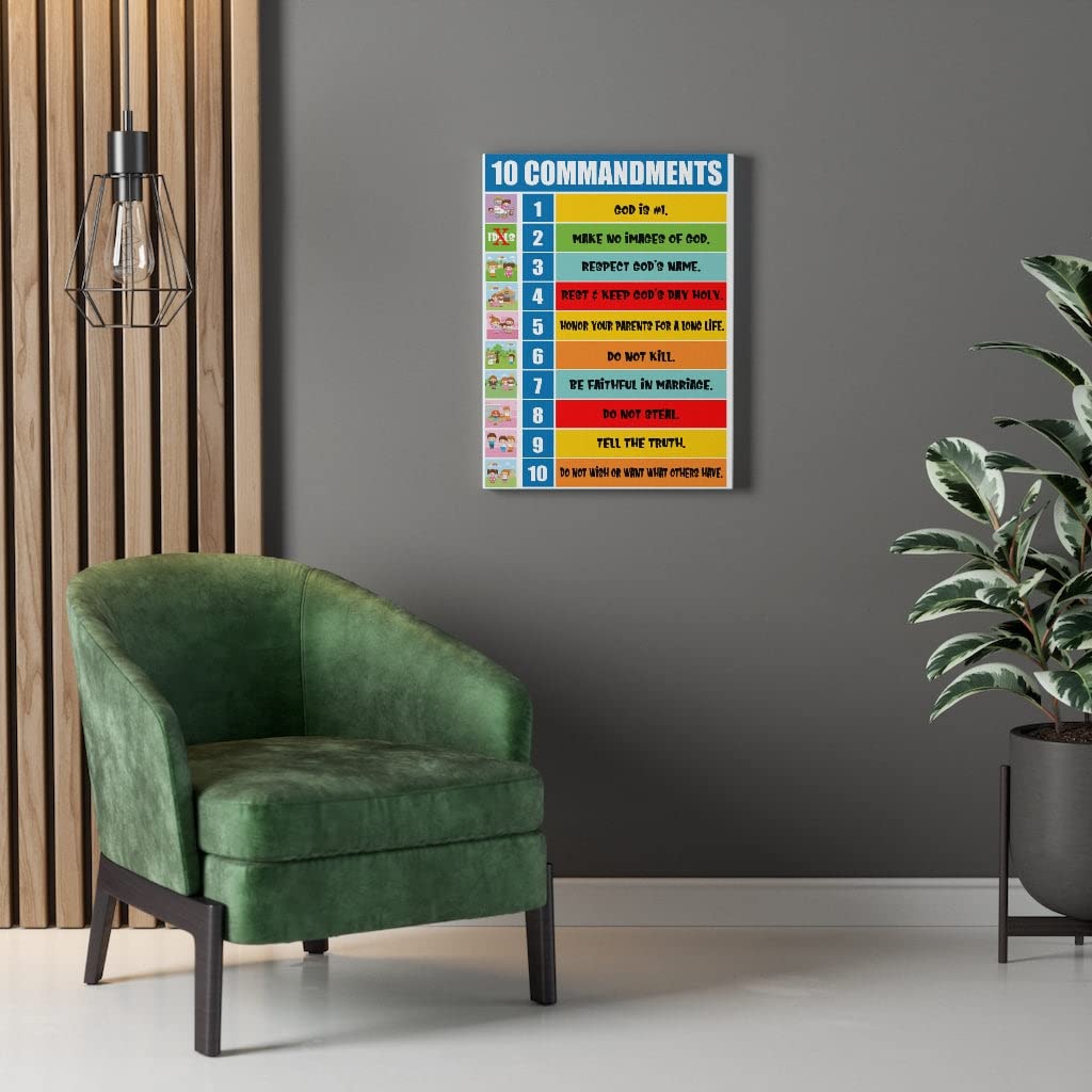 10 Commandments Bible Art - Christian Home Decor & Sunday School Gifts for Expressing Faith - Perfect for Church, Bible Study & Christian Family Gifts