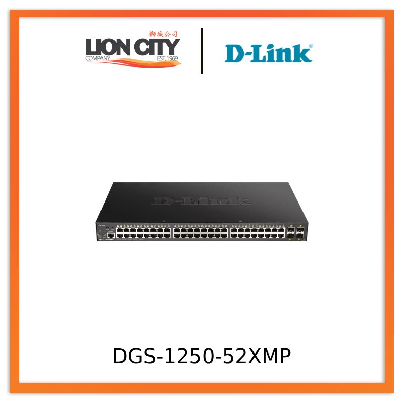D-Link DGS-1250-52XMP 52-Port 10G Smart Managed PoE+ Switch | Layer 2 Gigabit Ethernet Network Switch with 48x PoE+ Ports & 4x 10G SFP+ Slots | Ideal for Office Networks, Data Centers & High-Performance Business Environments