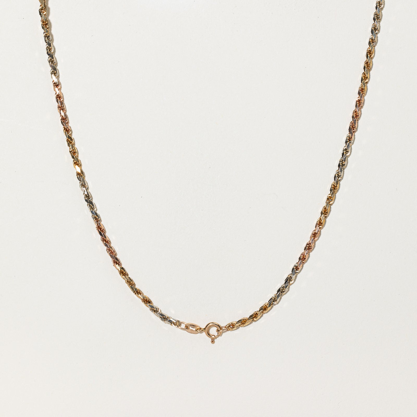 14K Tri-Tone Rope Chain Necklace 17.75 Inches - Gold, White & Rose Gold Plated Jewelry for Women & Men - Perfect for Gifts, Parties & Everyday Wear
