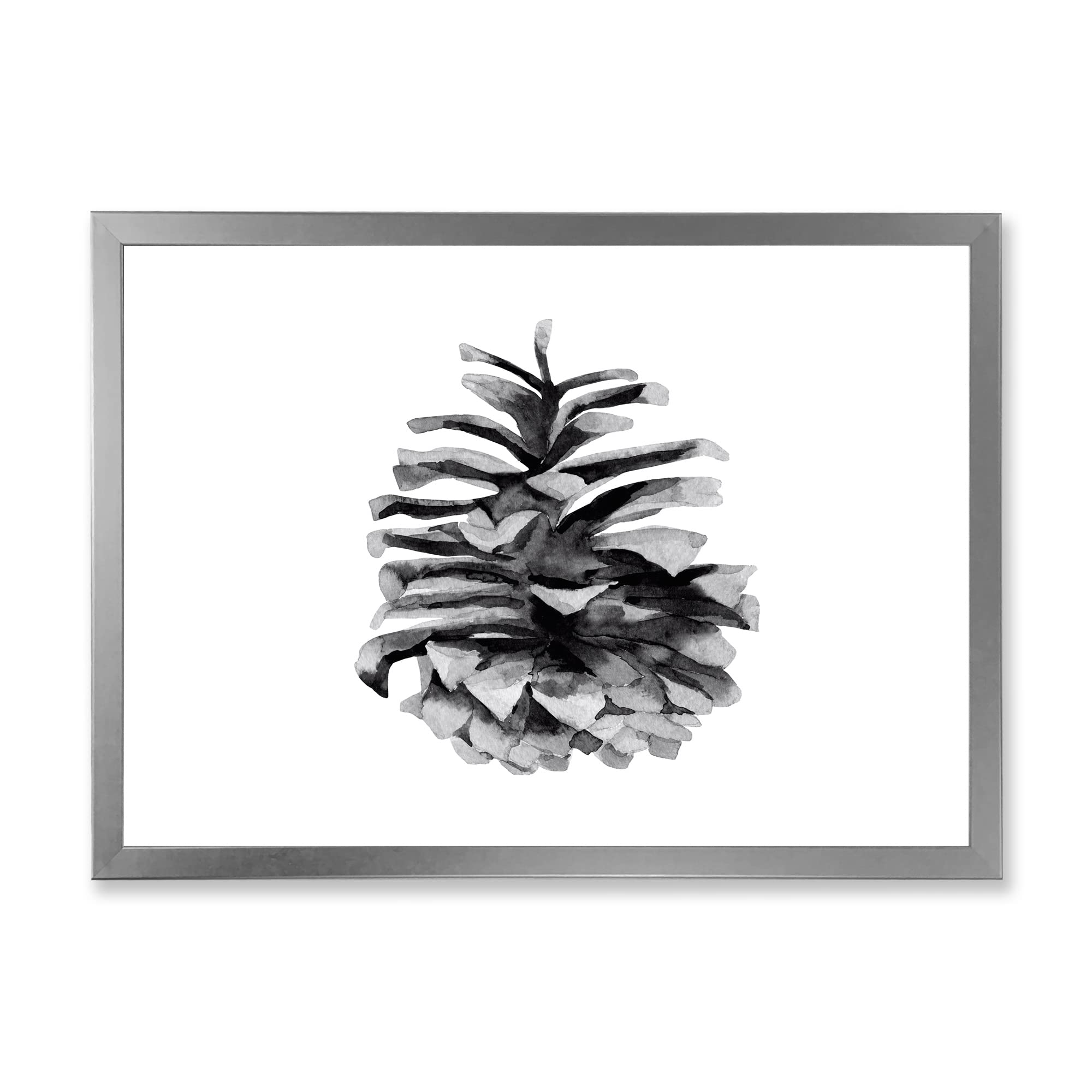 DesignQ Conifer Cone Monochrome Traditional Framed Wall Art - Elegant Home Decor for Living Room, Bedroom & Office