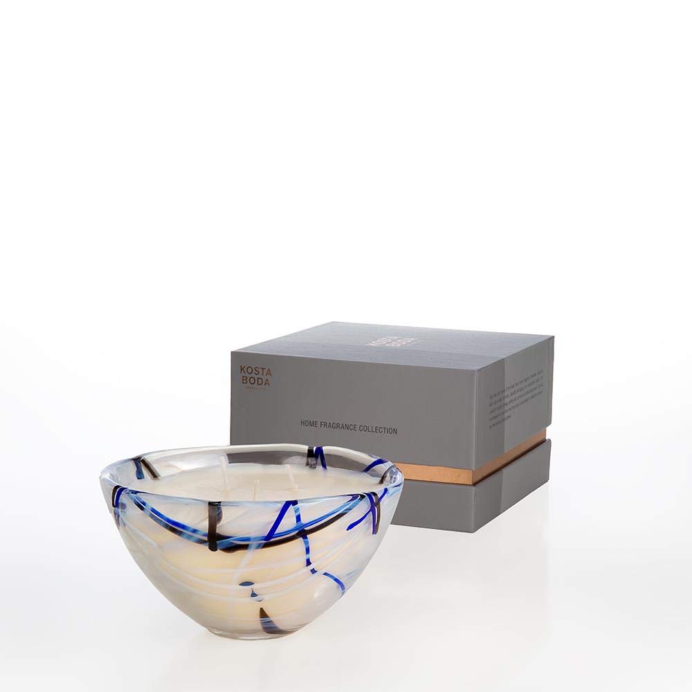 Kosta Boda Contrast White Crystal Candle - Woodland Vanilla Scented Soy Wax Candle for Home Decor, Relaxation & Romantic Ambiance | Perfect for Living Room, Bedroom & Spa