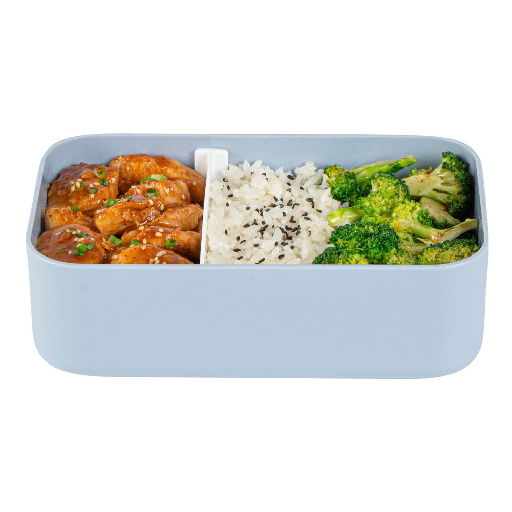 Bento Tek 34 oz Blue Buddha Box Lunch Container with White Lid - 7.5