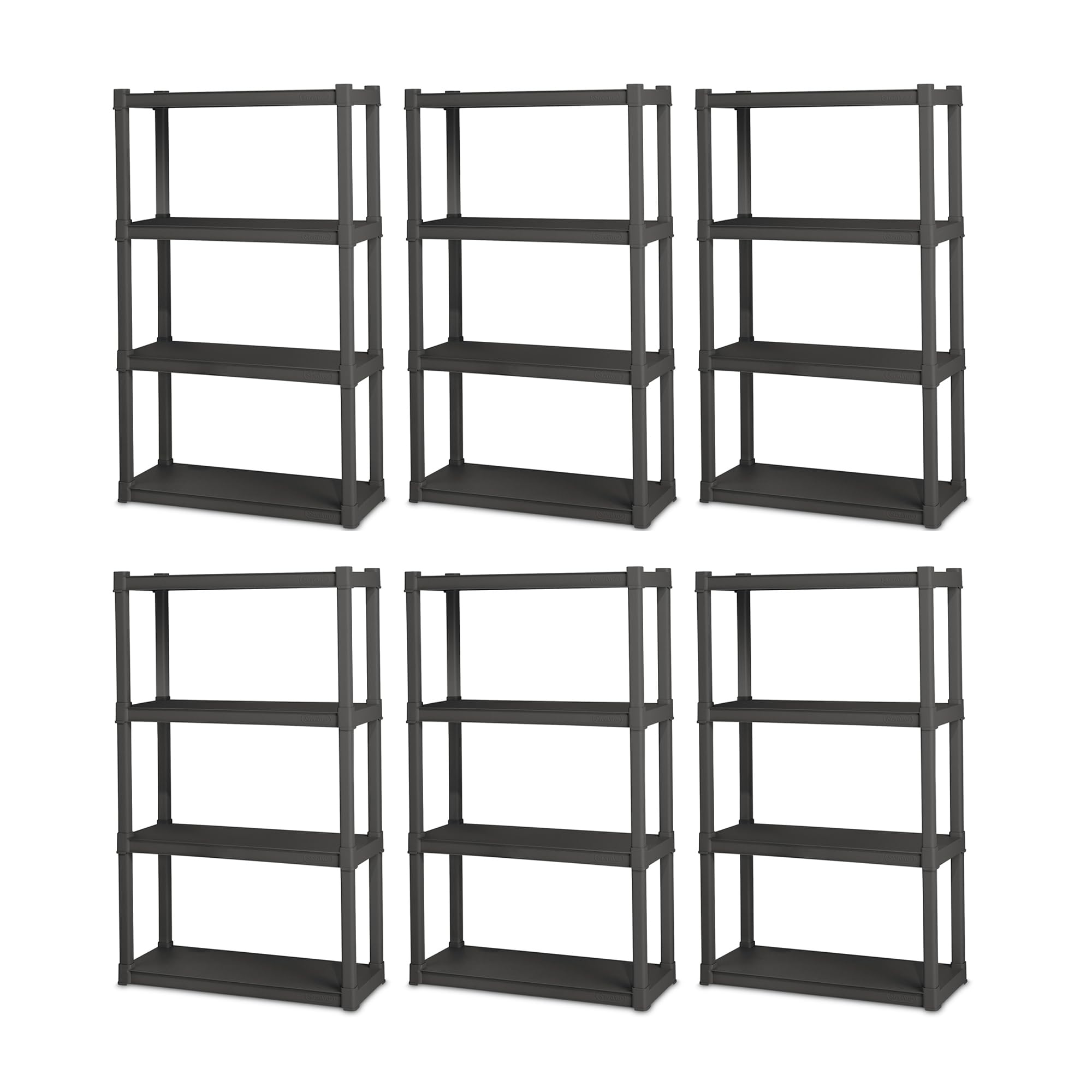 Sterilite 6-Pack Heavy Duty 4-Shelf Storage Unit - Gray for Garage & Closet Organization