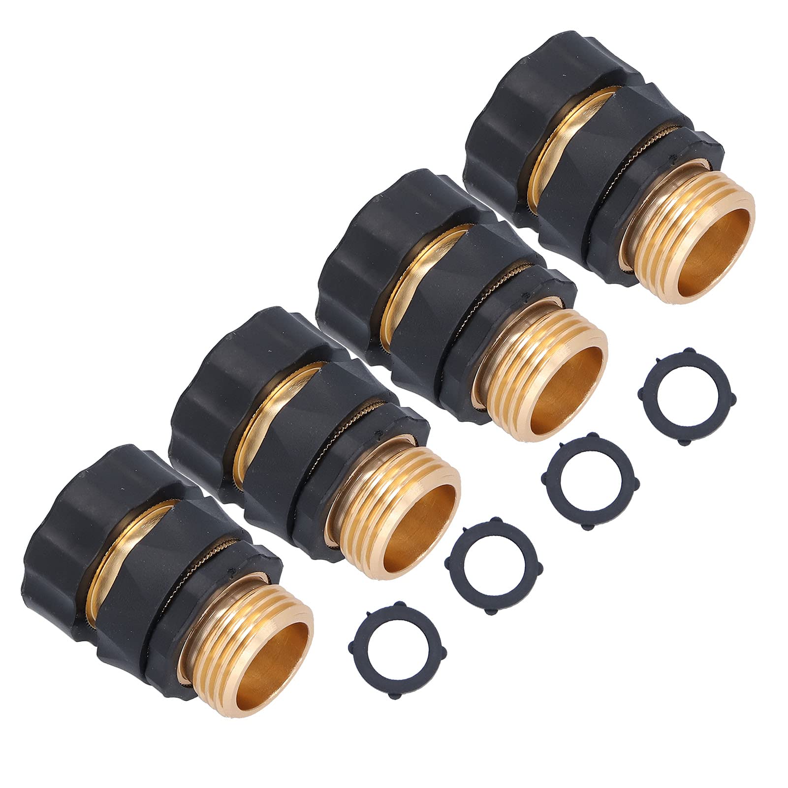 POCREATION Brass Hose Fittings 4-Pack - Durable Leak-Proof Connectors for Garden & Home Use