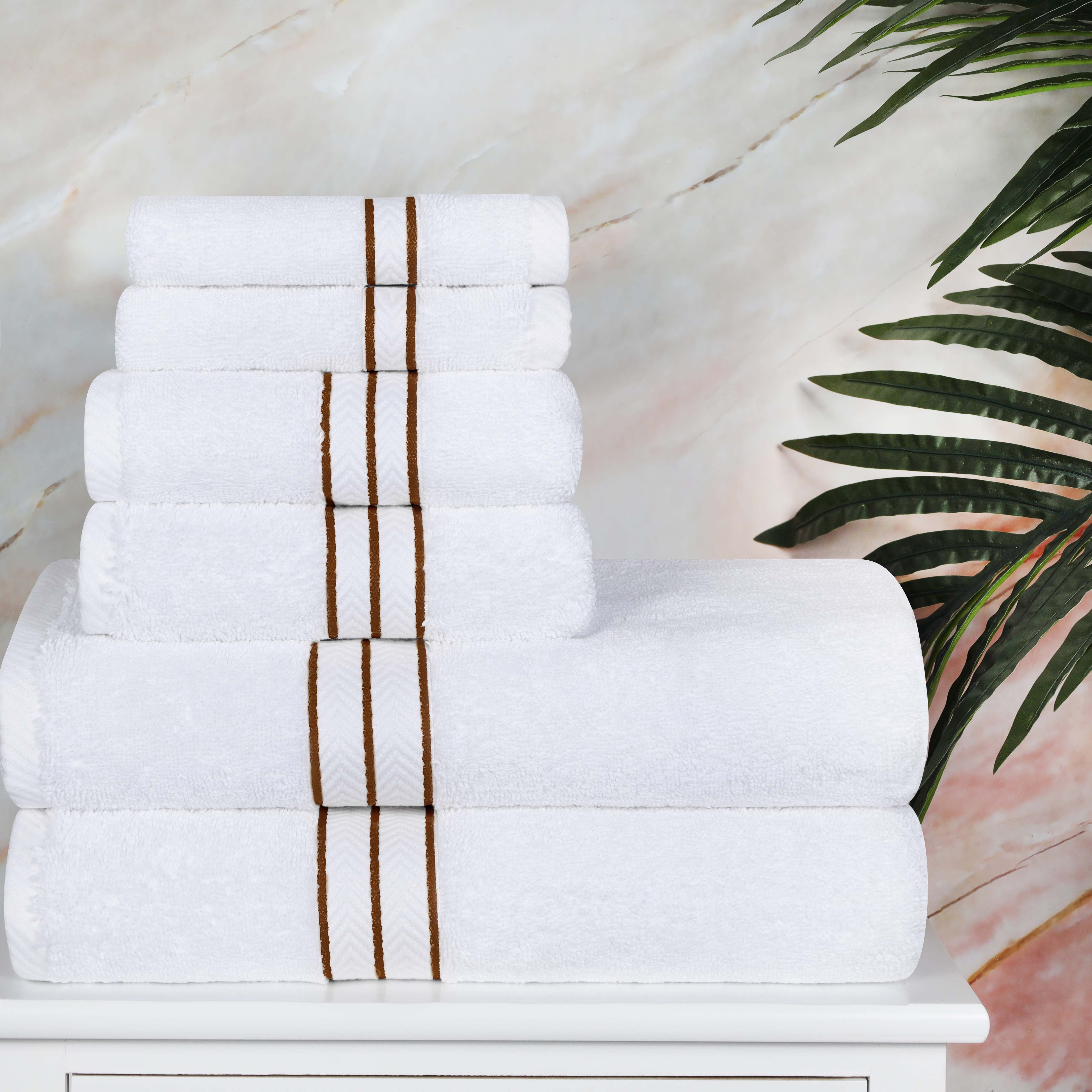Premium 6-Piece Turkish Cotton Bath Towel Set - Ultra Soft, Highly Absorbent & Quick-Drying - Luxury Spa, Bathroom & Beach Essentials for Home & Travel