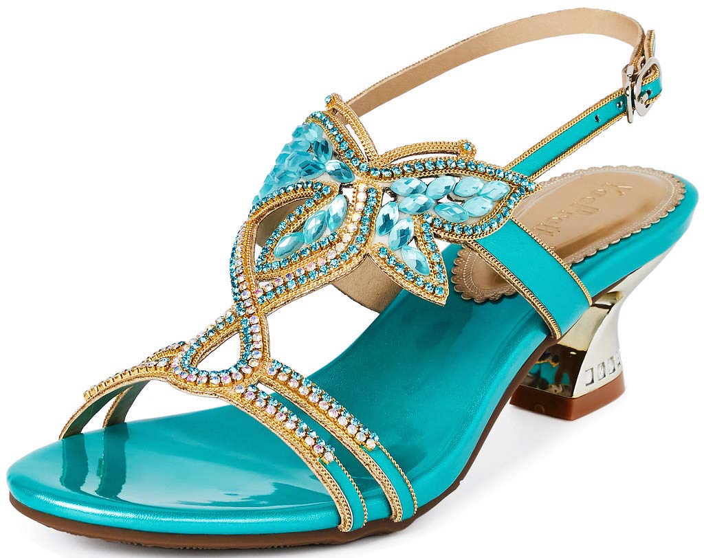 YooPrettyz Women's Embellished Stud Butterfly Evening Heels - Elegant Dress Party & Bridal Sandals for Weddings, Prom, and Special Occasions