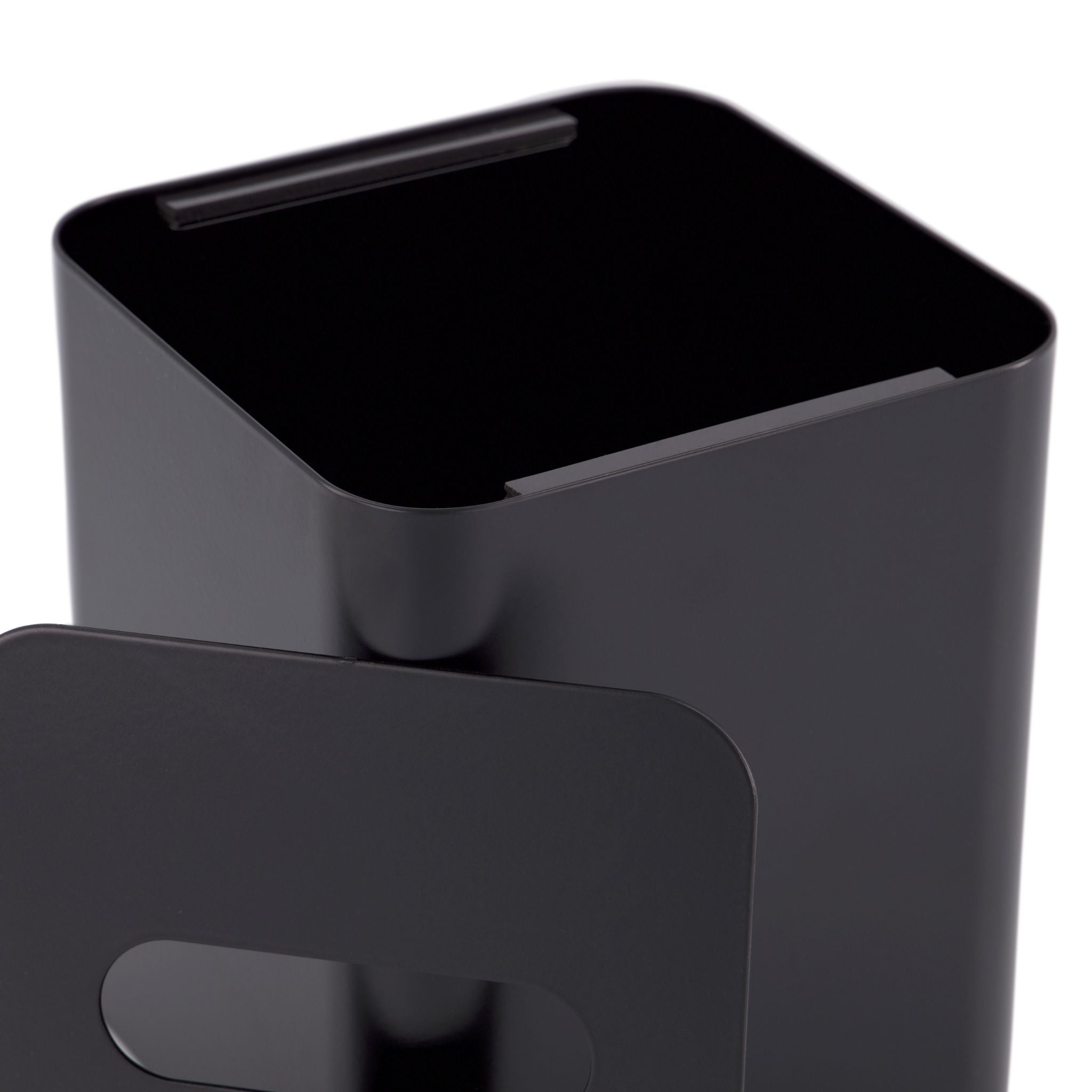 DESIGNSTUFF Square Tissue Box with Metal Lid - Black & Black | Modern Home Decor for Living Room, Bedroom, or Office