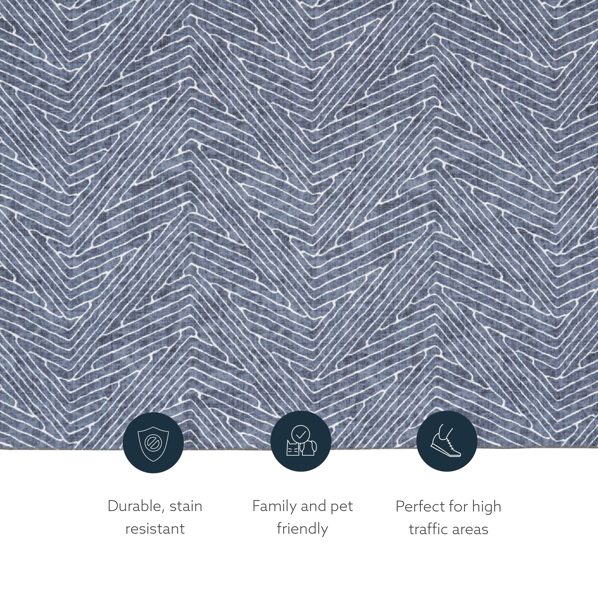 Linon Home Decor Washable Rug 5' X 7' Area Rug - Varishna Grey & Ivory | Non-Slip, Stain Resistant | Perfect for Living Room, Bedroom, Dining Room & Home Office Decor