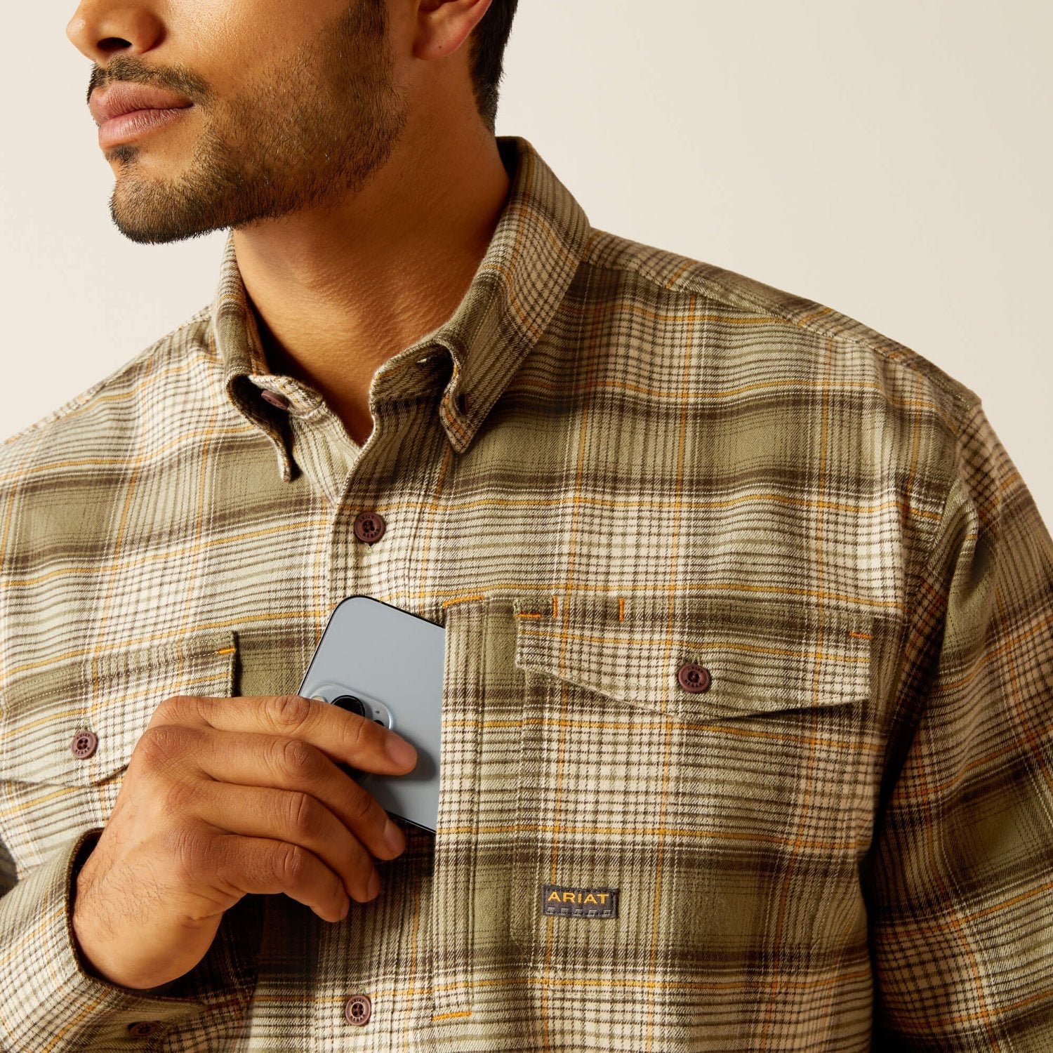 Ariat Men's Rebar Flannel DuraStretch Work Shirt - Comfortable & Durable Button Down for Outdoor Work, Hiking & Casual Wear