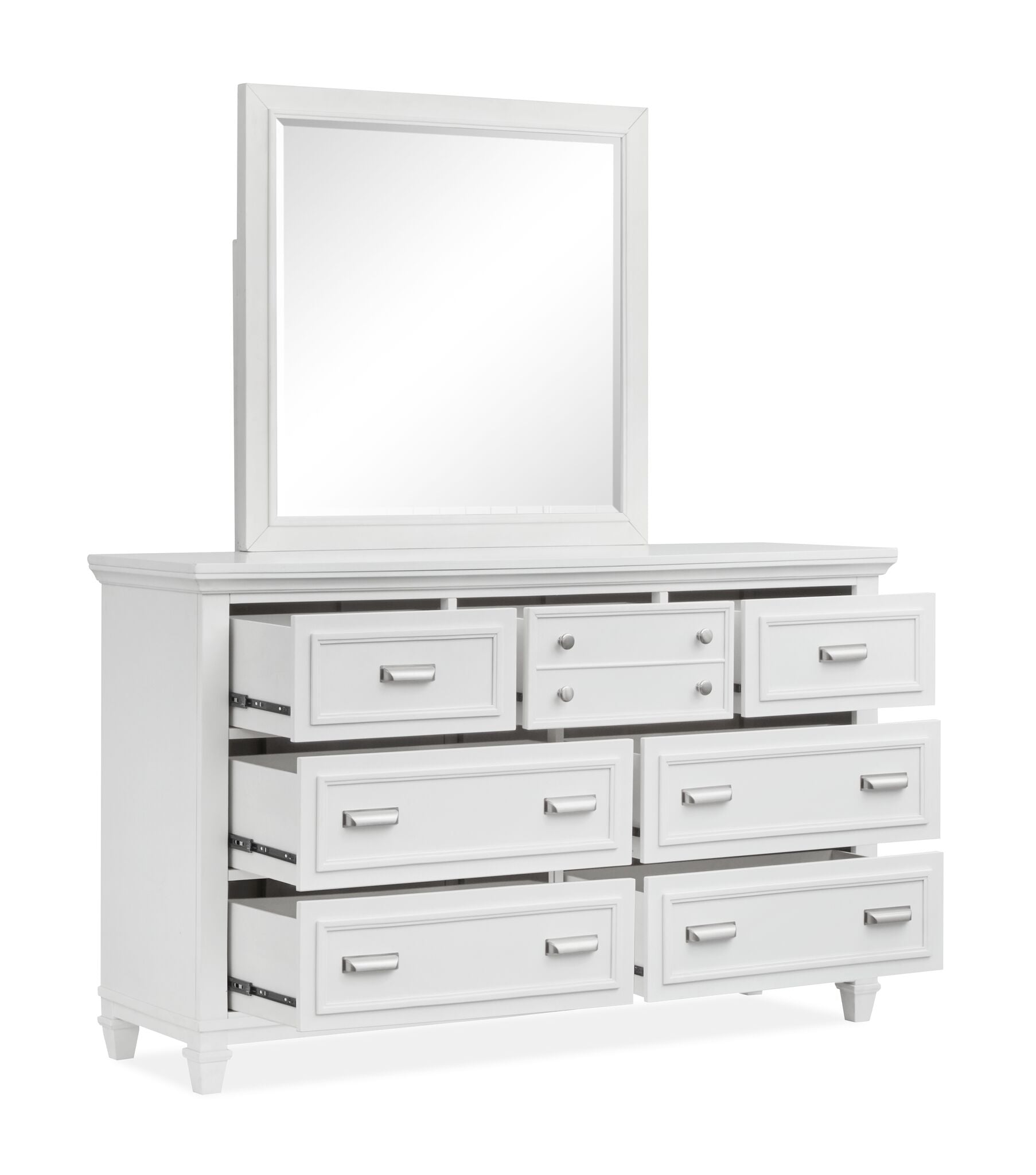Charleston 7-Drawer Dresser in Dove White - Modern Bedroom Storage Solution for Clothes & Accessories