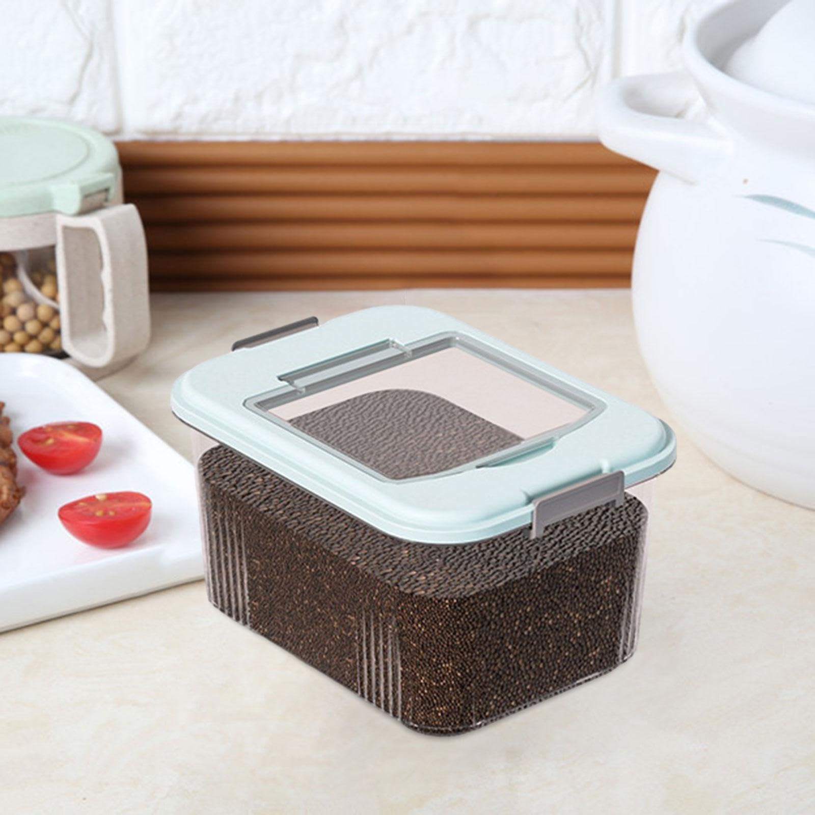 Fenteer 7.5KG Airtight Rice Storage Container with Measuring Cup - Large Food-Grade Grain Bin for Rice, Nuts, Flour & Dry Goods | Kitchen Pantry Organization & Bulk Food Storage (Blue)