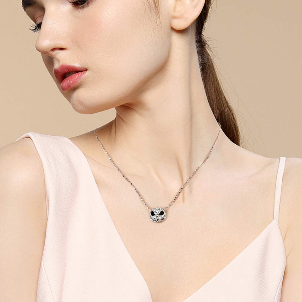 Jeulia 925 Sterling Silver Skull Pendant Necklace for Women - Gothic Halloween Jewelry, Valentine's Day & Birthday Gift for Her, Bridal Accessory - Perfect for Parties, Cosplay and Dark Fashion