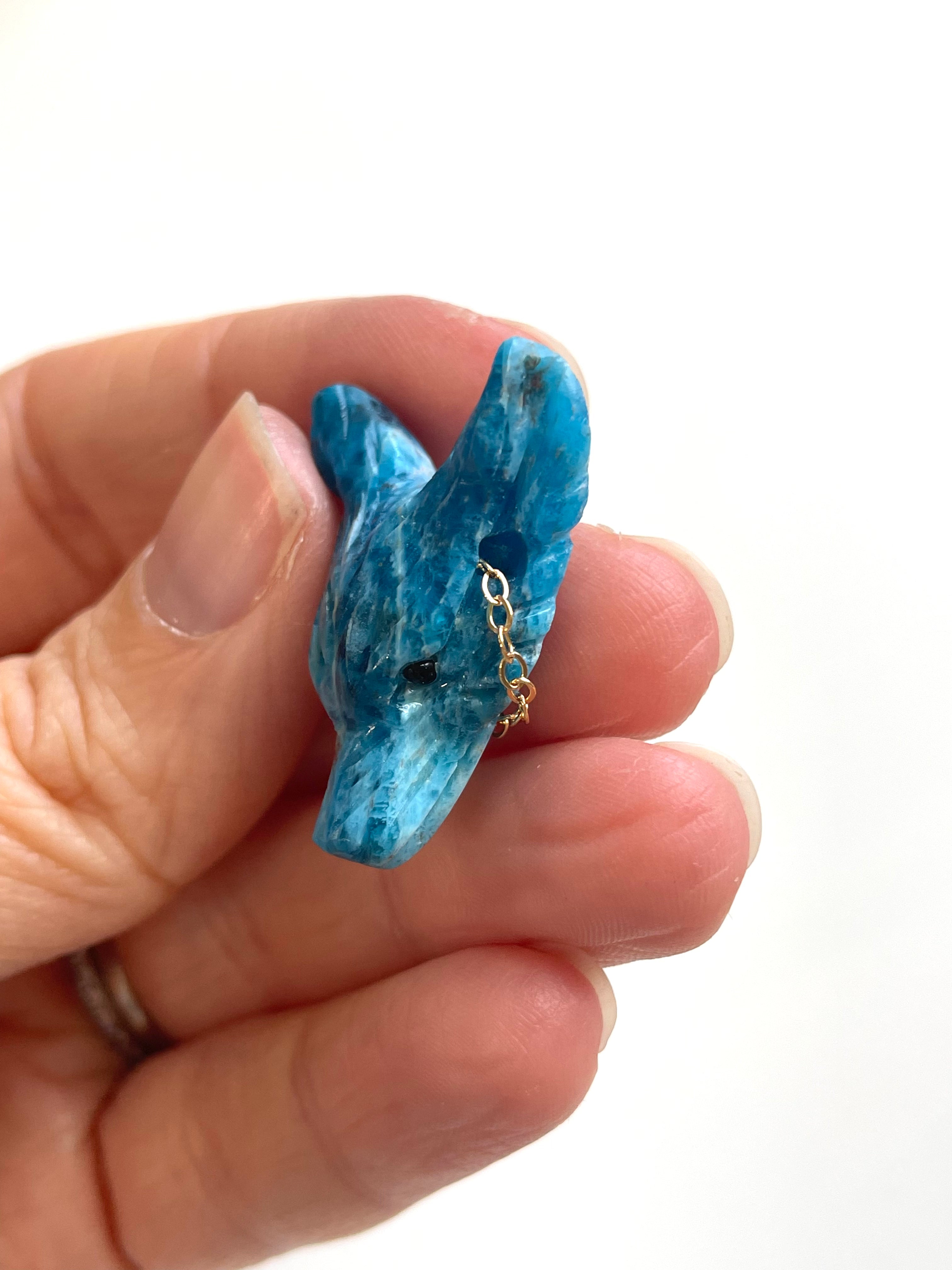 Apatite Wolf Head Necklace - Handmade Sterling Silver Pendant with Genuine Gemstone for Women - Perfect for Boho, Gothic & Nature Lover Jewelry Gifts