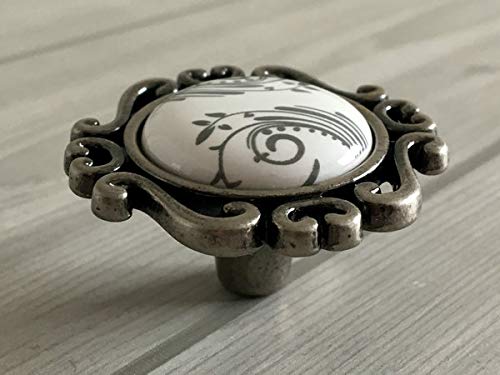 Antique Pewter Ceramic Cabinet Knob - 1.8