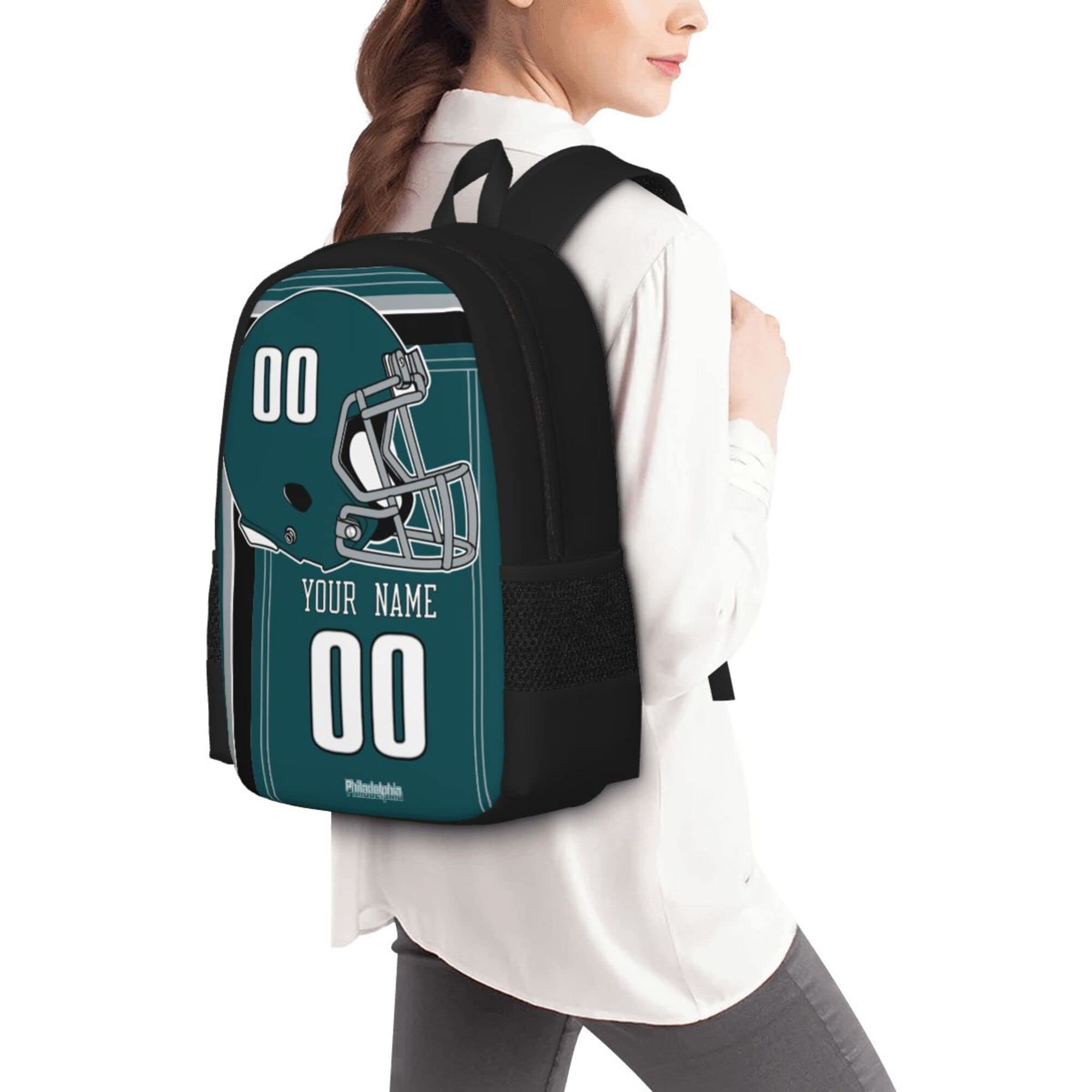 Custom Philadelphia Eagles Backpack - Personalized with Name & Number - High Capacity Durable Fan Gift for Kids, Men & Women - Perfect for School, Travel & Game Day