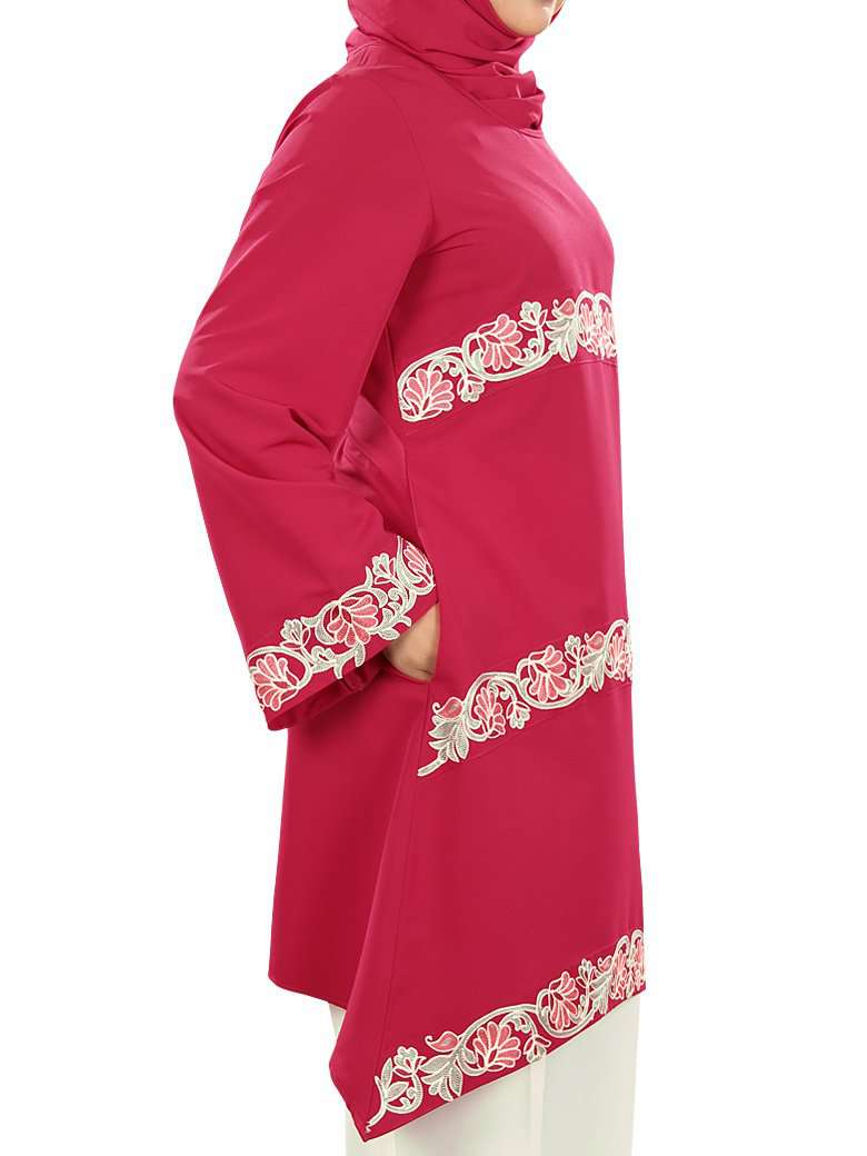 Fatimah Rose Pink Islamic Tunic - Modest Muslim Women's Dress for Prayer & Daily Wear