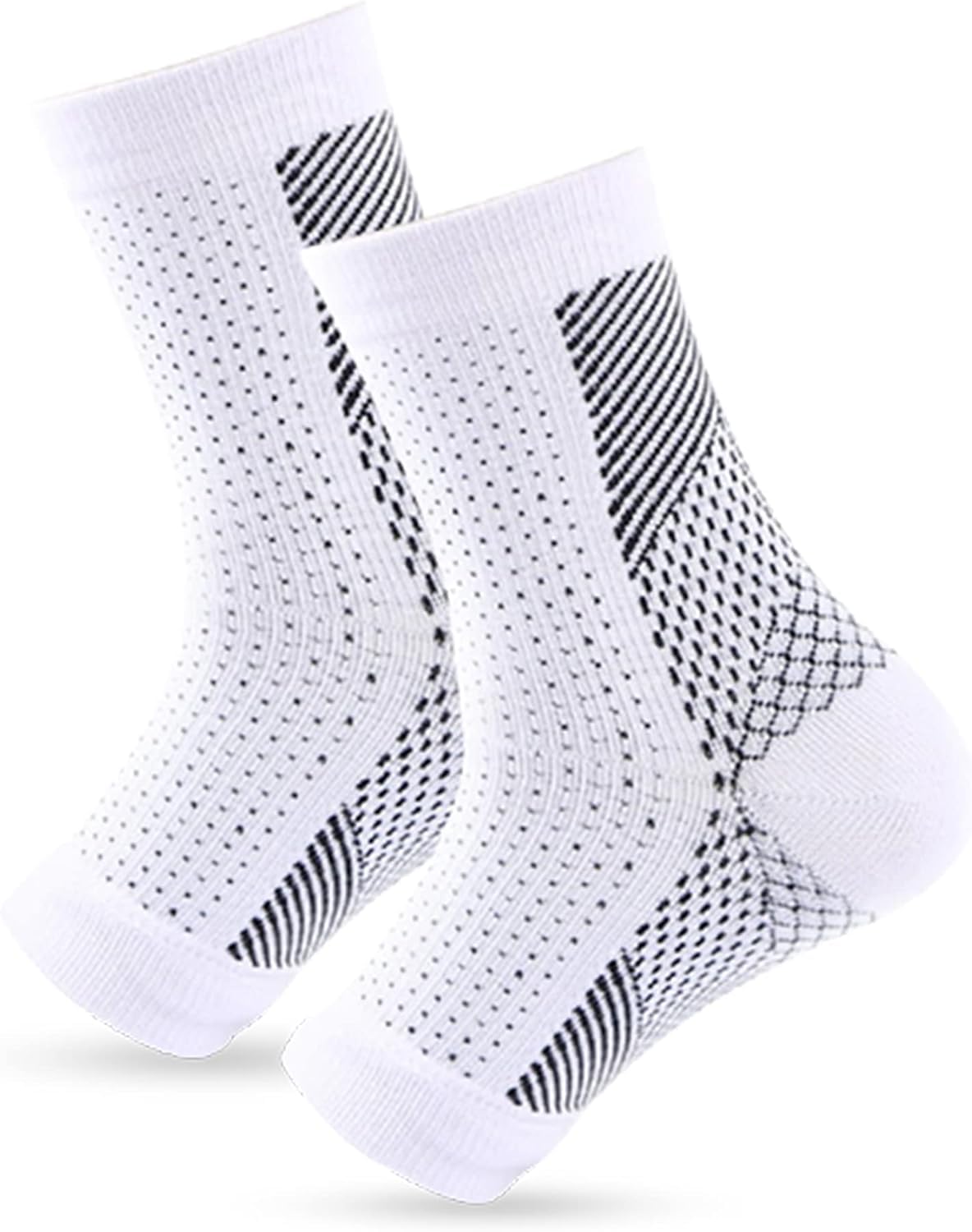 Royaloon Compression Socks for Women & Men - Nylon Zoropie Soothesocks with Ankle Support - Best for Neuropathy, Plantar Fasciitis & Pain Relief - Breathable White Medical Socks (Perfect for Work, Travel & Sports Recovery)