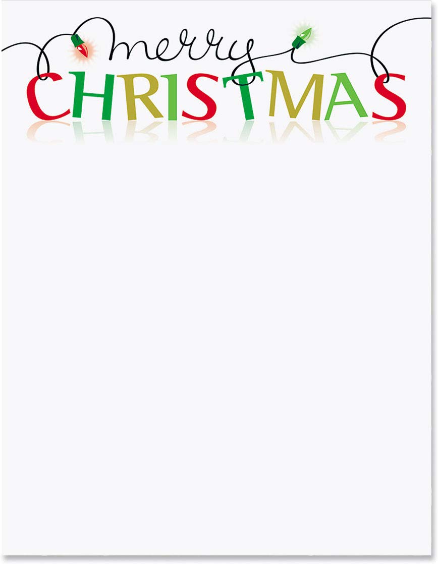 Premium Christmas Lights Stationery - 8.5 x 11 Elegant Holiday Border Paper & Letterhead (100 Sheets) for Winter Greetings, Festive Cards & Decorative Printing | Perfect for Holiday Letters, Office Decor & Seasonal Craft Projects