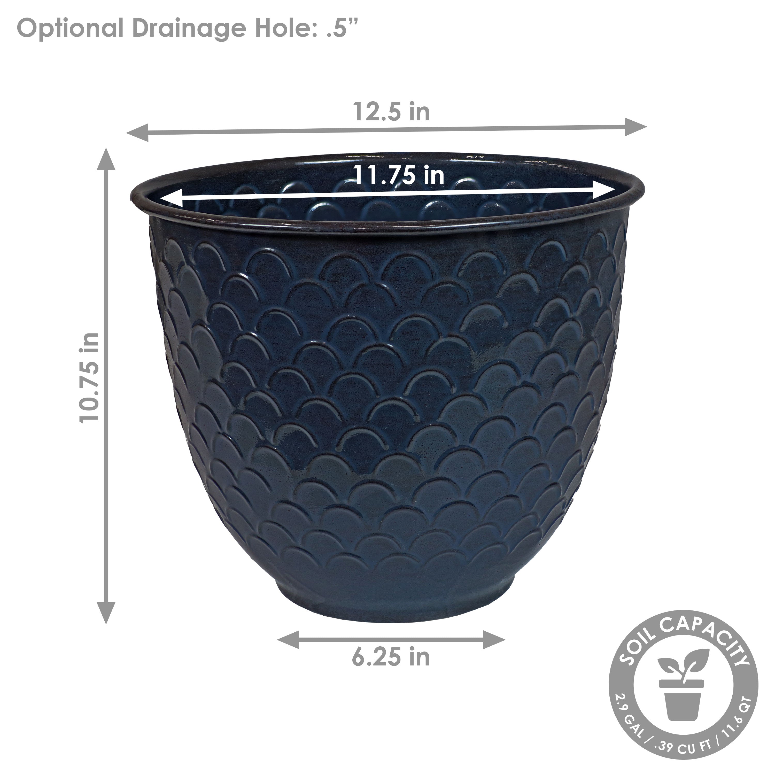 Sunnydaze Dinah 12.5 Inch Metal Outdoor Plant Pots - Rust-Resistant Garden Planter for Patio, Deck, Balcony & Backyard Decor