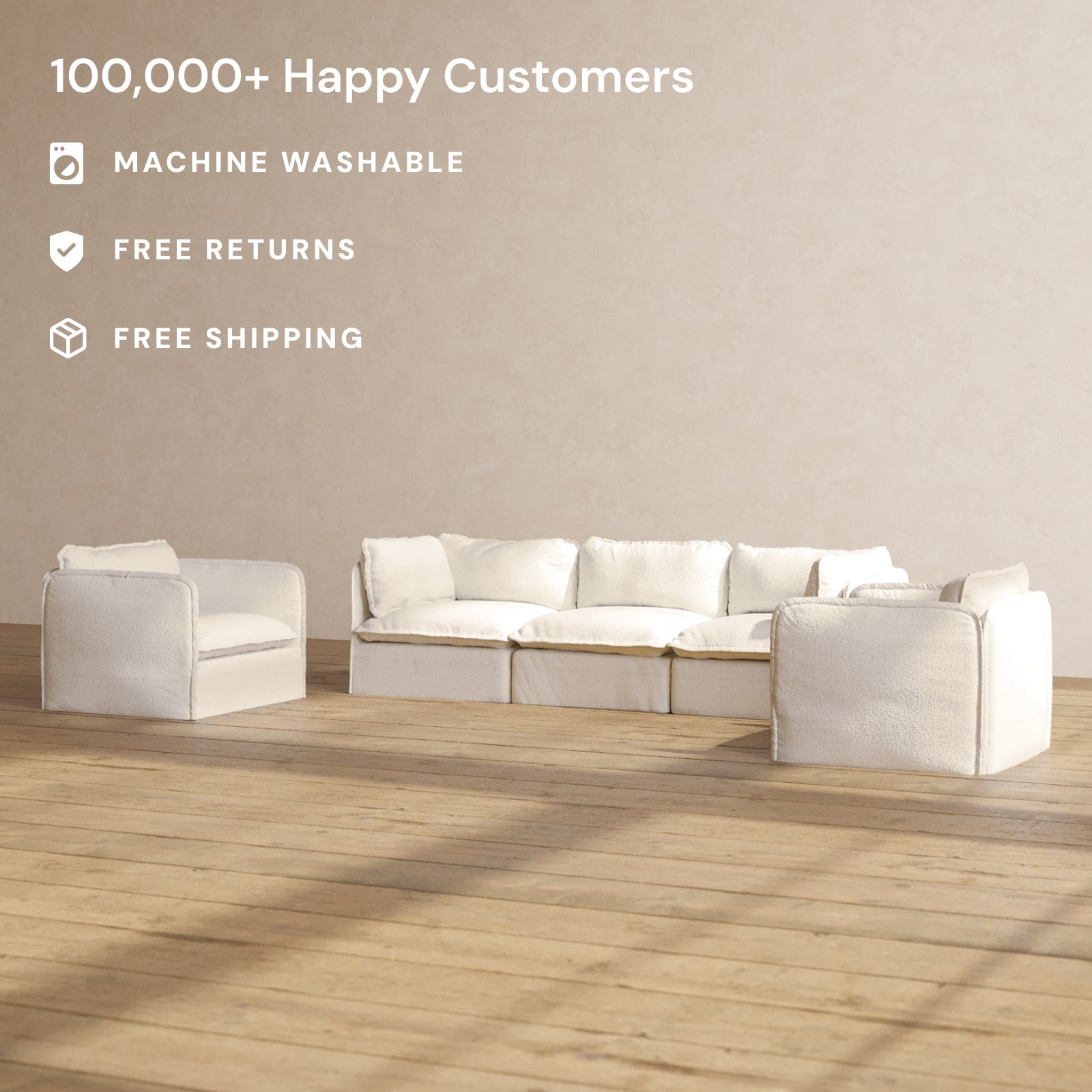 Premium Modular 3-Seater Sofa & Armchair Set in Luxe Mousse Fabric | Modern Sectional Living Room Furniture for Small Spaces & Apartments | Perfect for Lounging, Entertaining & Family Movie Nights