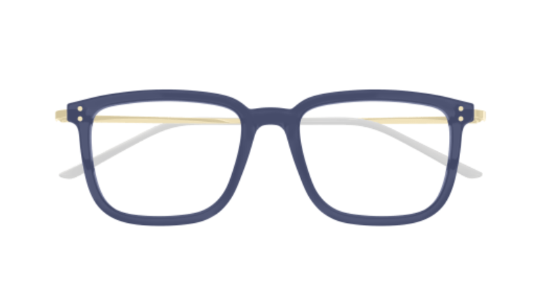 Gucci GG1709O 007 Blue & Gold Rectangle Men's Eyeglasses Frames - Classic Designer Optical Glasses for Men, Perfect for Business & Casual Wear