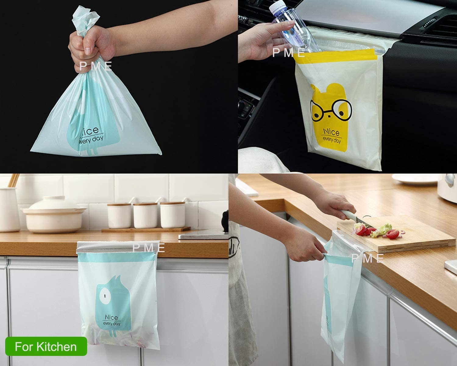 75pcs Disposable Car Trash Bags - Yellow Cartoon Design for Road Trips, Travel & Office Use - Leakproof & Scented Auto Garbage Bags for Cars, Trucks & Vehicles