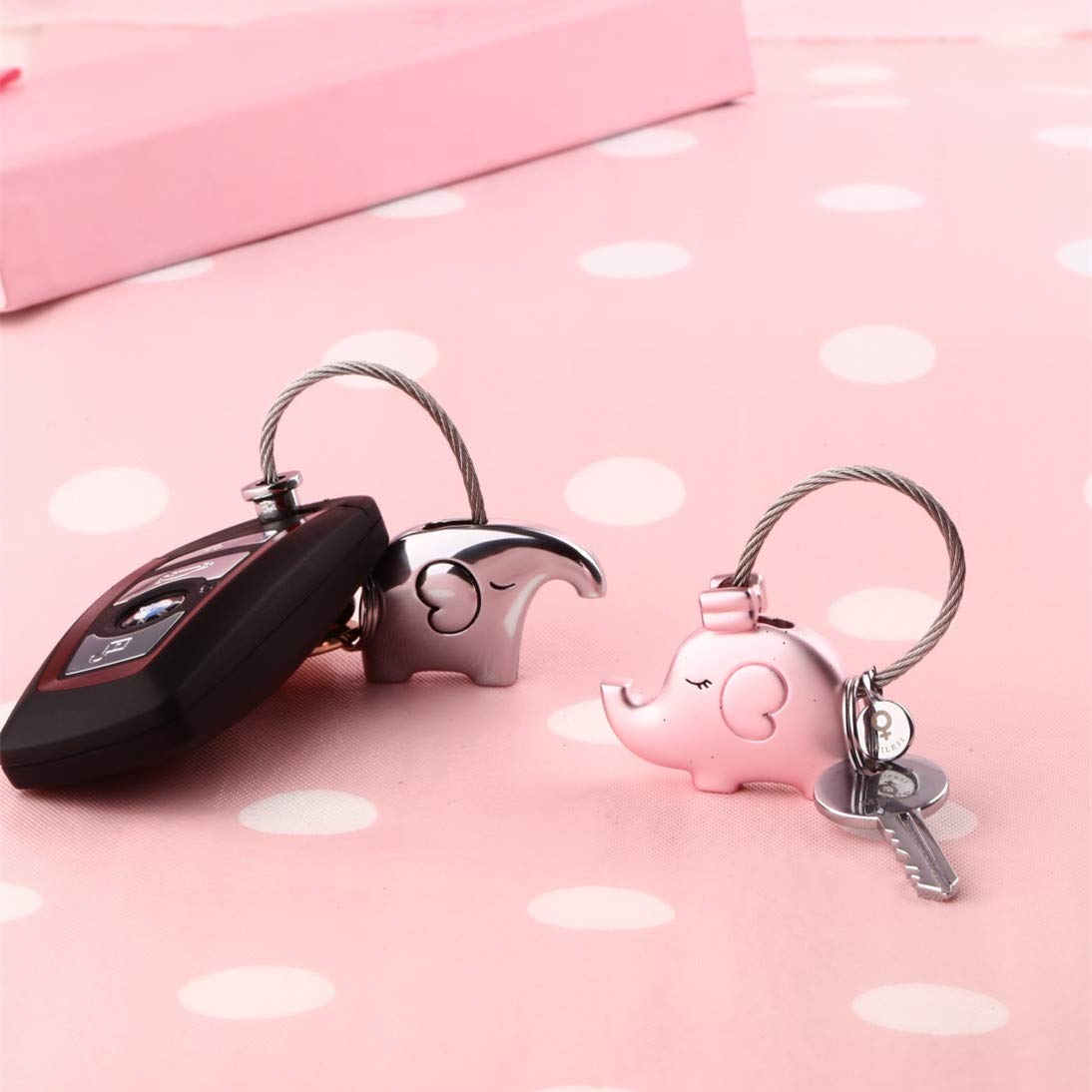 Personalized Cute Elephant Couples Keychains - Custom Engraved Keyring for Anniversary, Wedding & Birthday Gifts - Perfect for Couples, Best Friends & Romantic Occasions