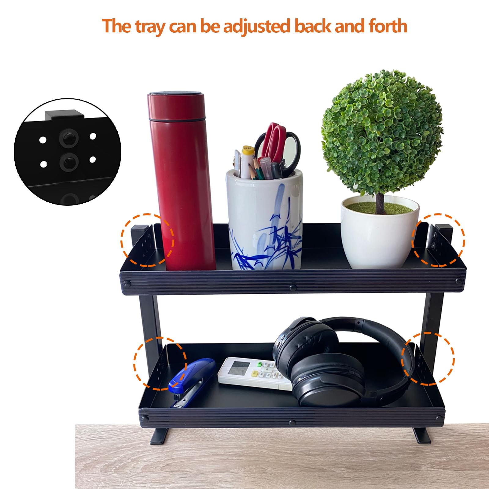 Clamp-On Desk Shelf Organizer - Adjustable Under Desk Storage Shelf for Gaming, Office & Home Workspace - Black Desk Extender Side Table with Sturdy Clamp - Perfect for PC Setup, Monitor Stand & Desk Organization Accessories