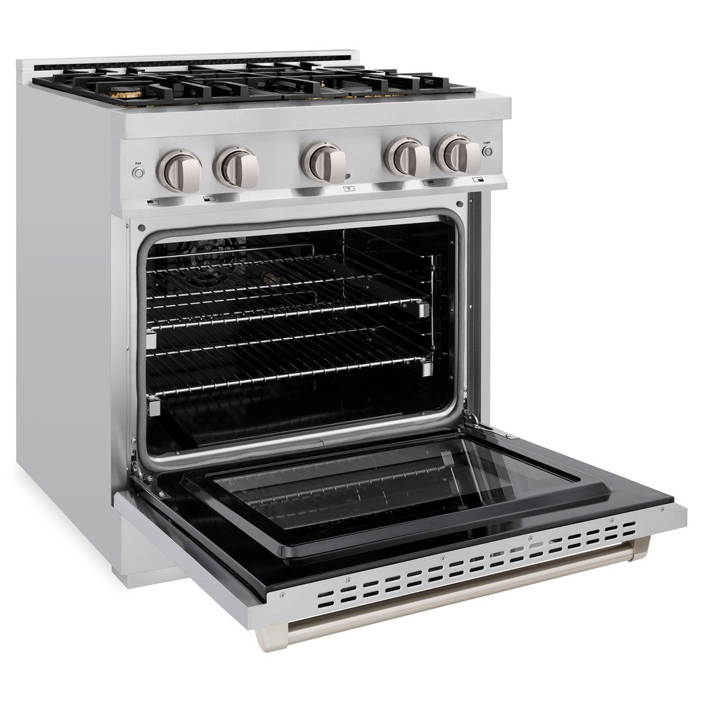 ZLINE 30-Inch 4.2 cu. ft. Stainless Steel Dual Fuel Range with Gas Cooktop & Electric Convection Oven - 4 Brass Burners (HDR BR 30) for Professional Home Cooking & Baking