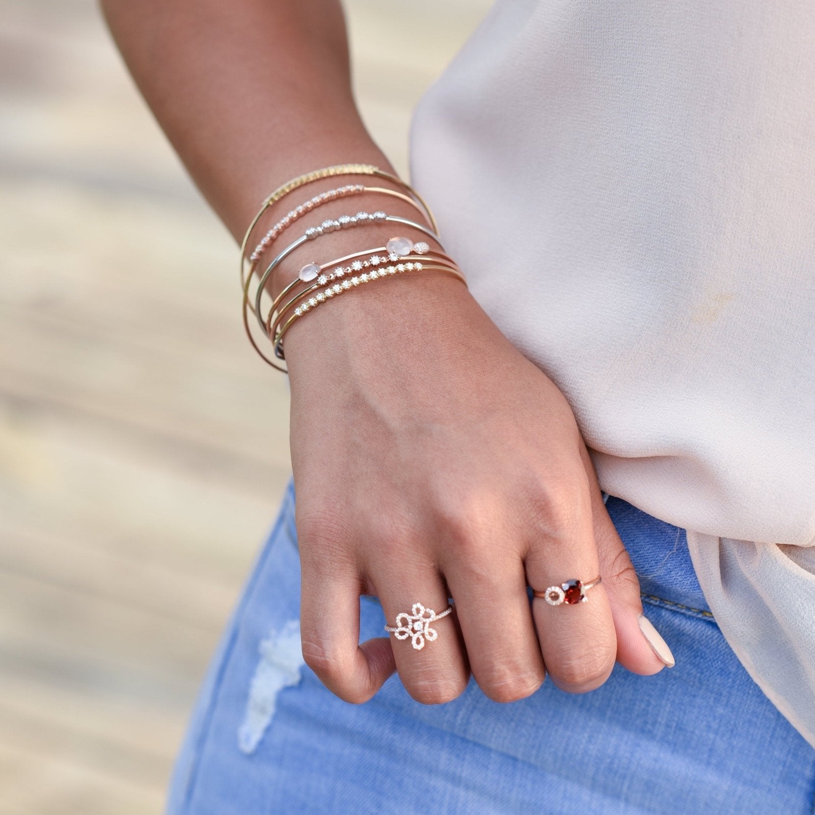 14K Yellow Gold Abstract Diamond Flower Cocktail Ring - Elegant Statement Jewelry for Parties, Weddings & Special Occasions