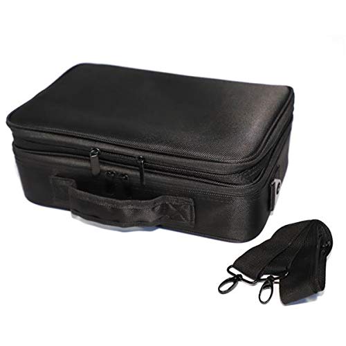 Professional High-Capacity Multilayer Travel Makeup Bag with Shoulder Strap - Small Black Cosmetic Organizer for Women | Perfect for Airplane Carry-On, Gym Essentials & Daily Beauty Storage