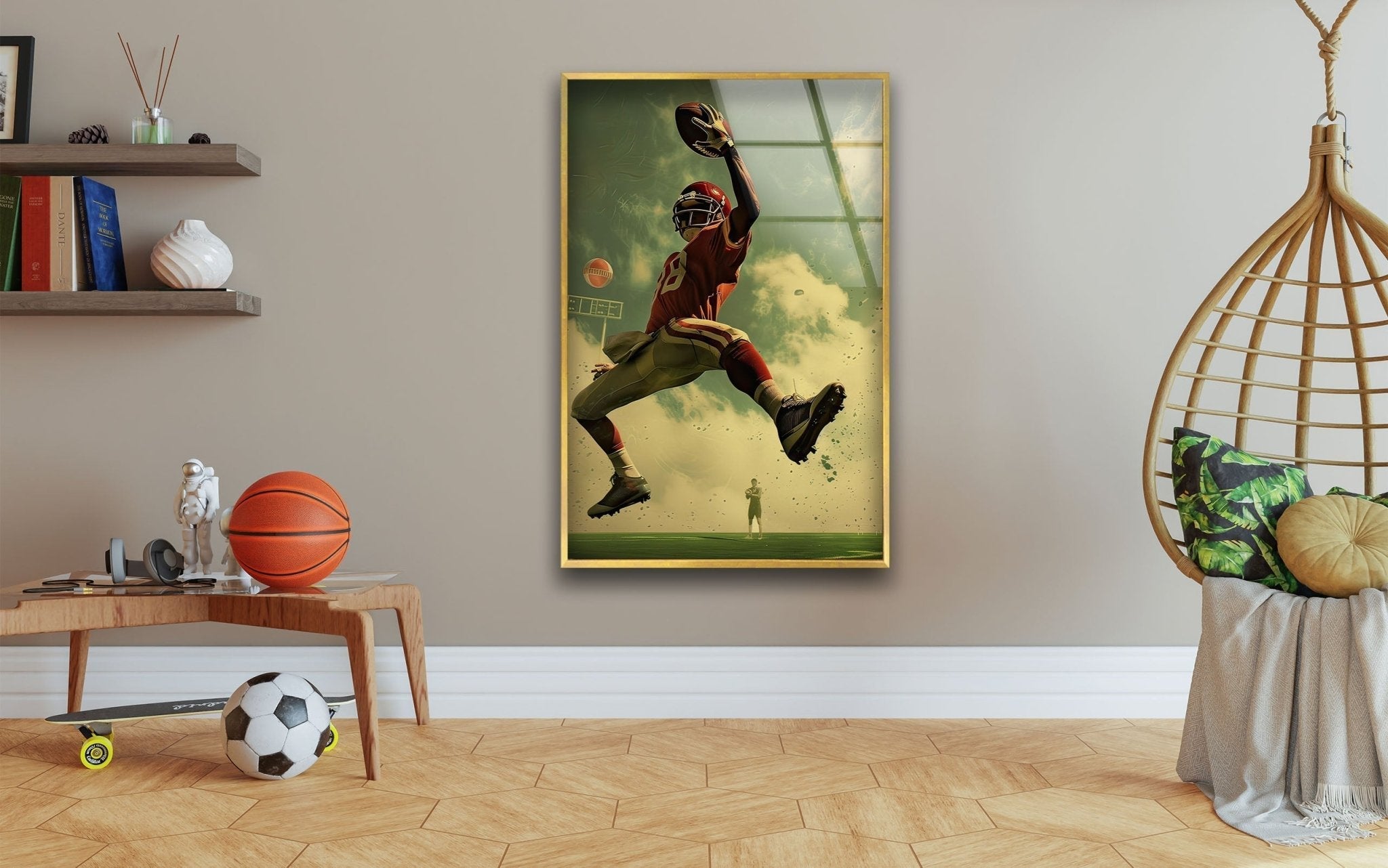 NFL American Football Glass Wall Art - Premium Home & Office Decor for Sports Fans & Man Cave