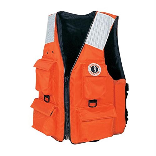 Mustang 4-Pocket Safety Vest with SOLAS Reflective Tape - High Visibility Workwear for Construction & Outdoor Jobs - XXL Size in Bright Orange Color - Ideal for Road Workers, Surveyors & Emergency Responders