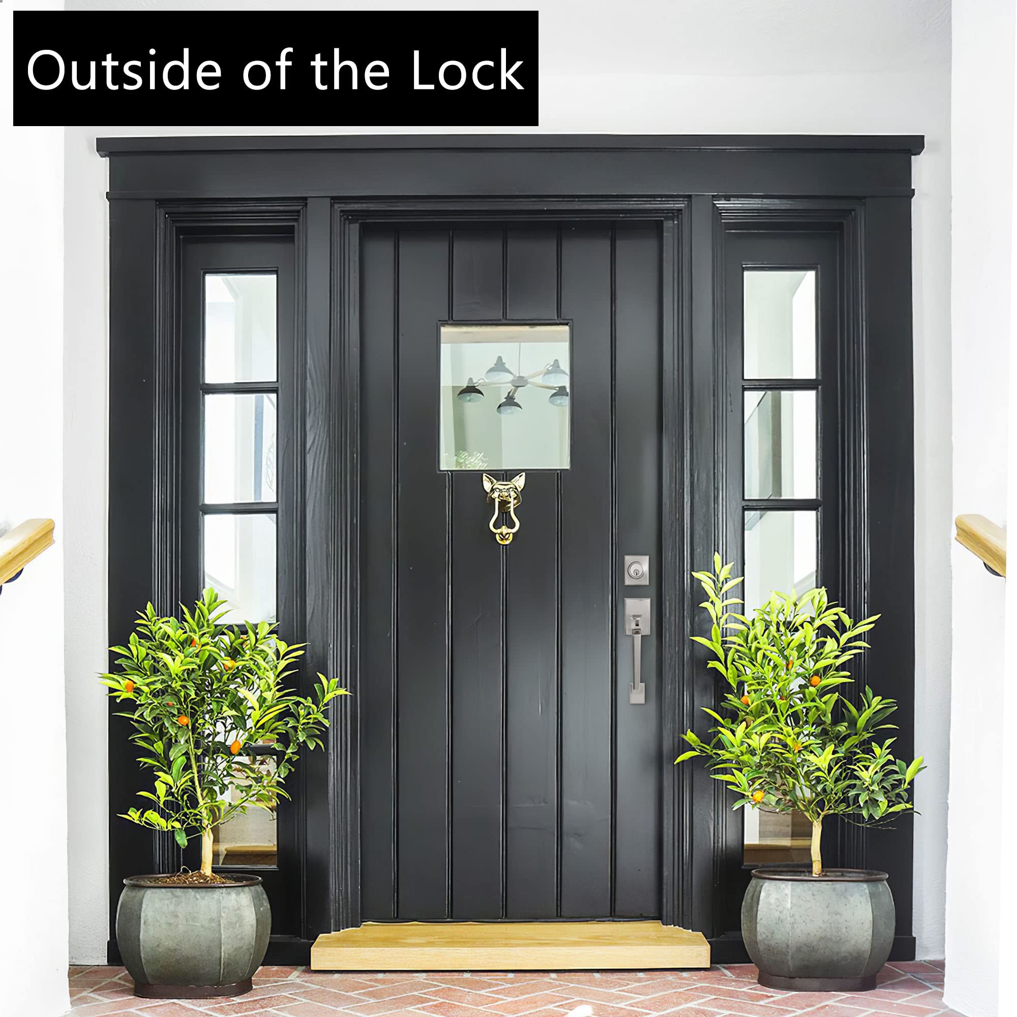 KIAYACI Front Door Lock Set - Satin Nickel Single Cylinder Deadbolt Entry Door Handle with Straight Lower Half Grip - Secure Home, Office & Apartment Entry Doors