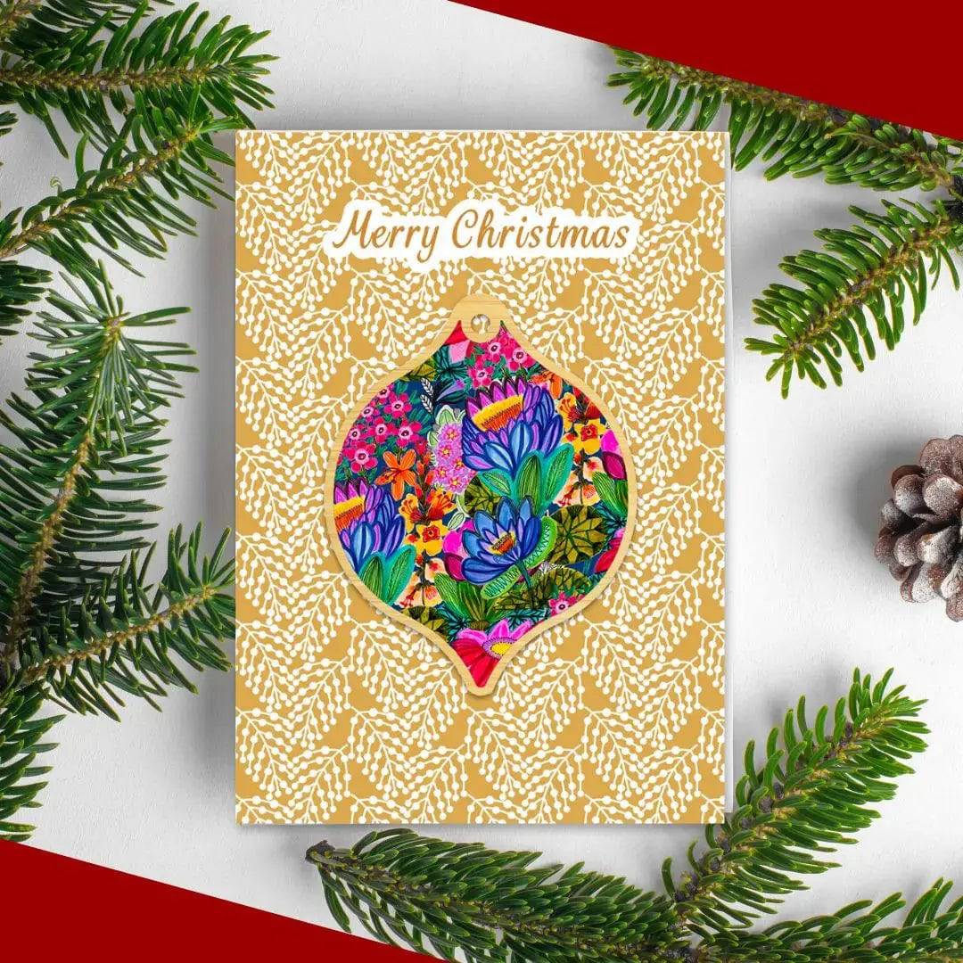 Lotus Flower Australian Christmas Ornament & Greeting Card - Perfect for Holiday Decorations and Festive Gifting