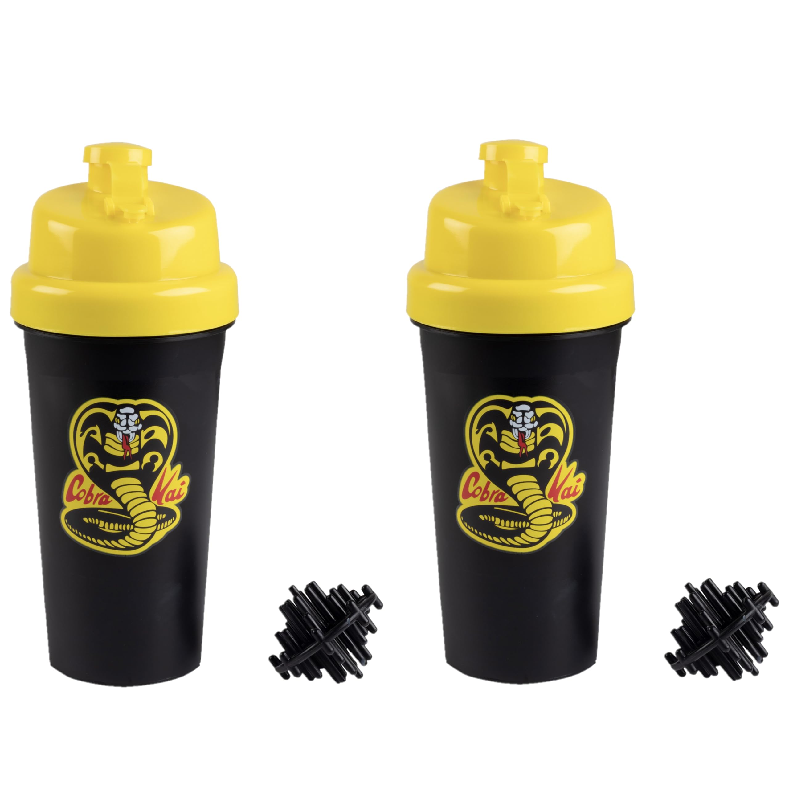 **Cobra Kai 25oz Shaker Bottle with Blender Ball (2-Pack) – Leakproof Flip Top Lid, Measurement Marks – Perfect for Protein Shakes, Smoothies & Sports Drinks – Officially Licensed – Gym, Workout & Fitness Essentials**